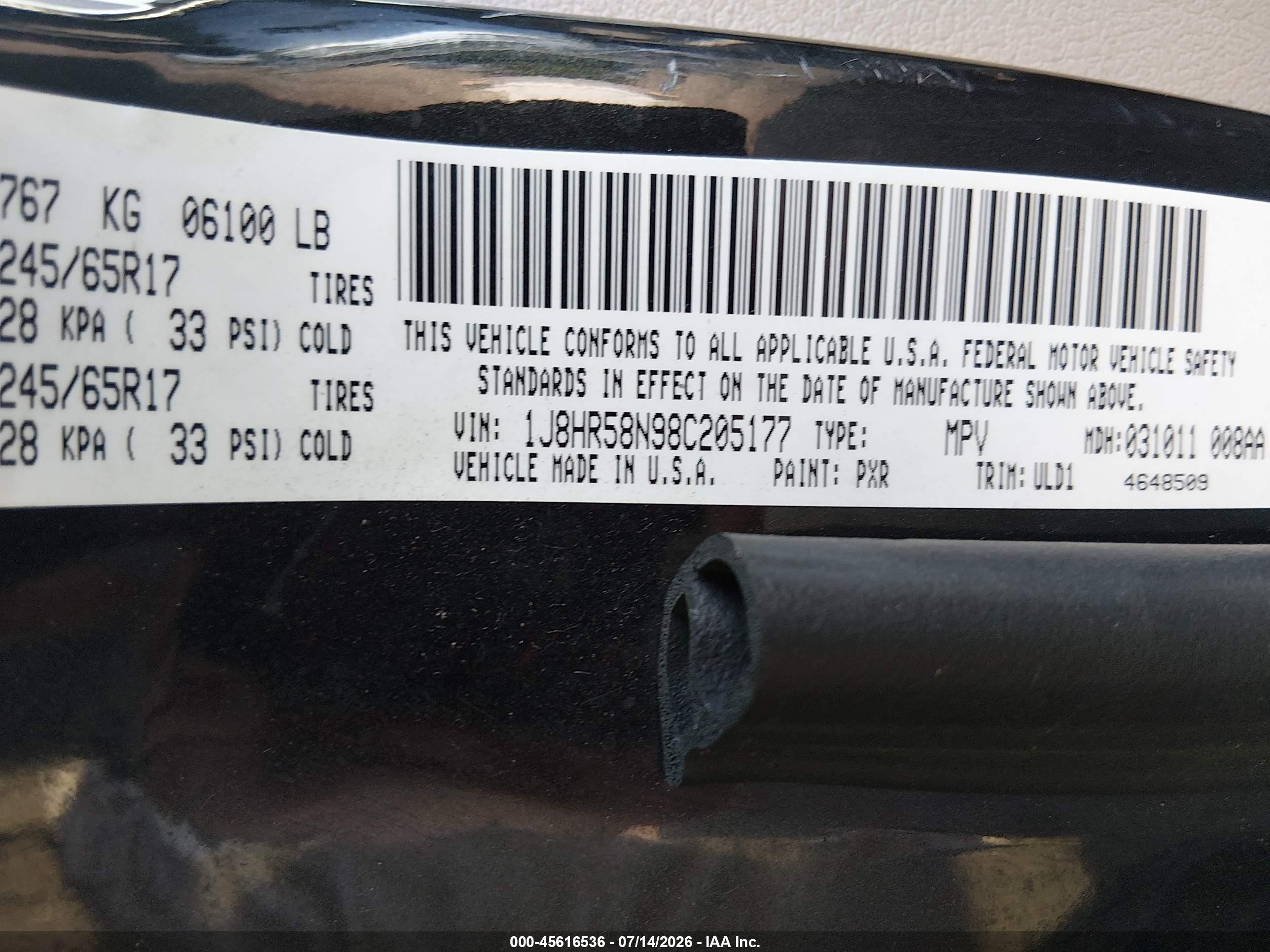 2008 Jeep Grand Cherokee Limited Black vin: 1J8HR58N98C205177