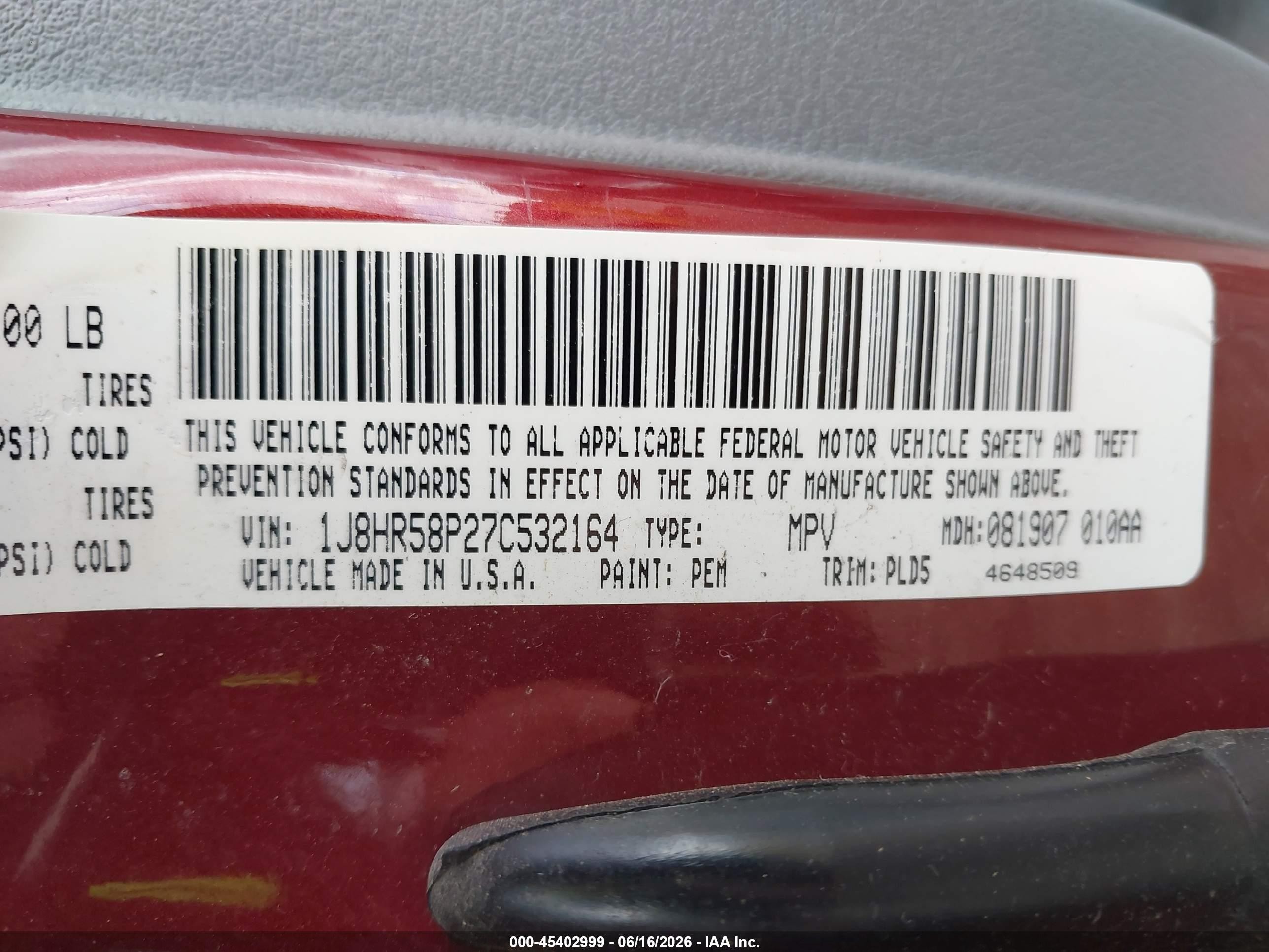 2007 Jeep Grand Cherokee Limited Maroon vin: 1J8HR58P27C532164