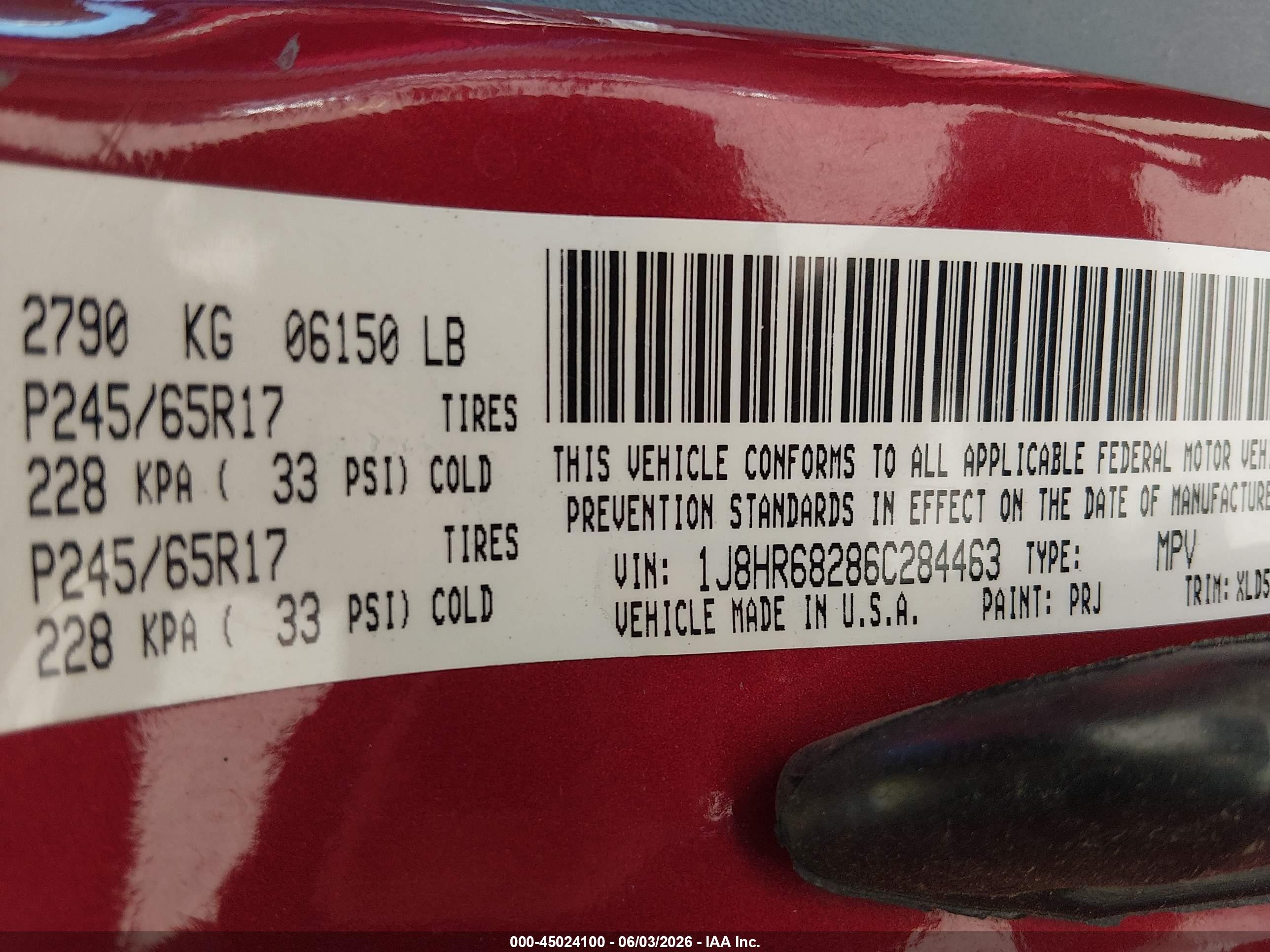 2006 Jeep Grand Cherokee Overland Red vin: 1J8HR68286C284463