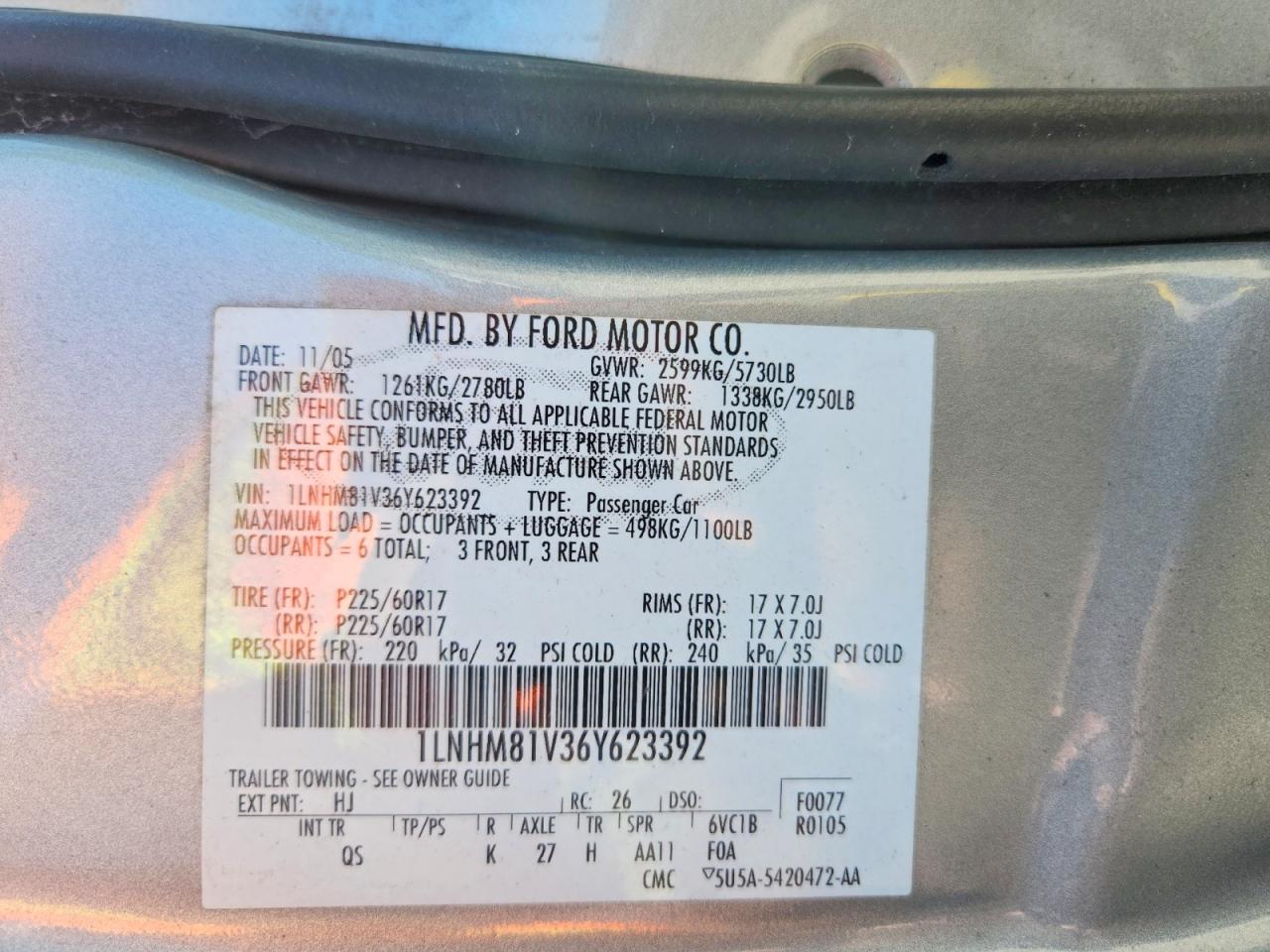 2006 Lincoln Town Car Signature Silver vin: 1LNHM81V36Y623392