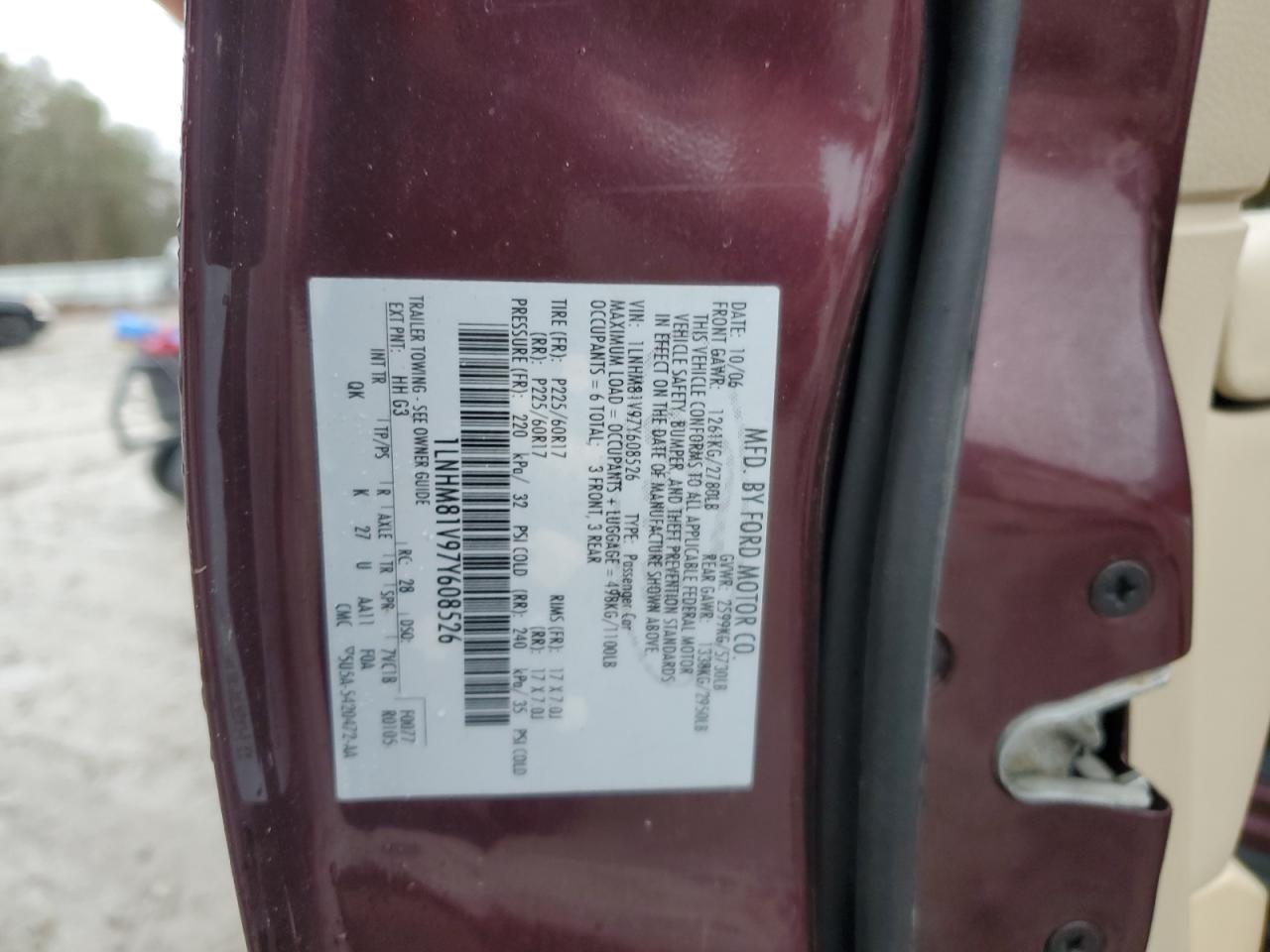 2007 Lincoln Town Car Signature Maroon vin: 1LNHM81V97Y608526