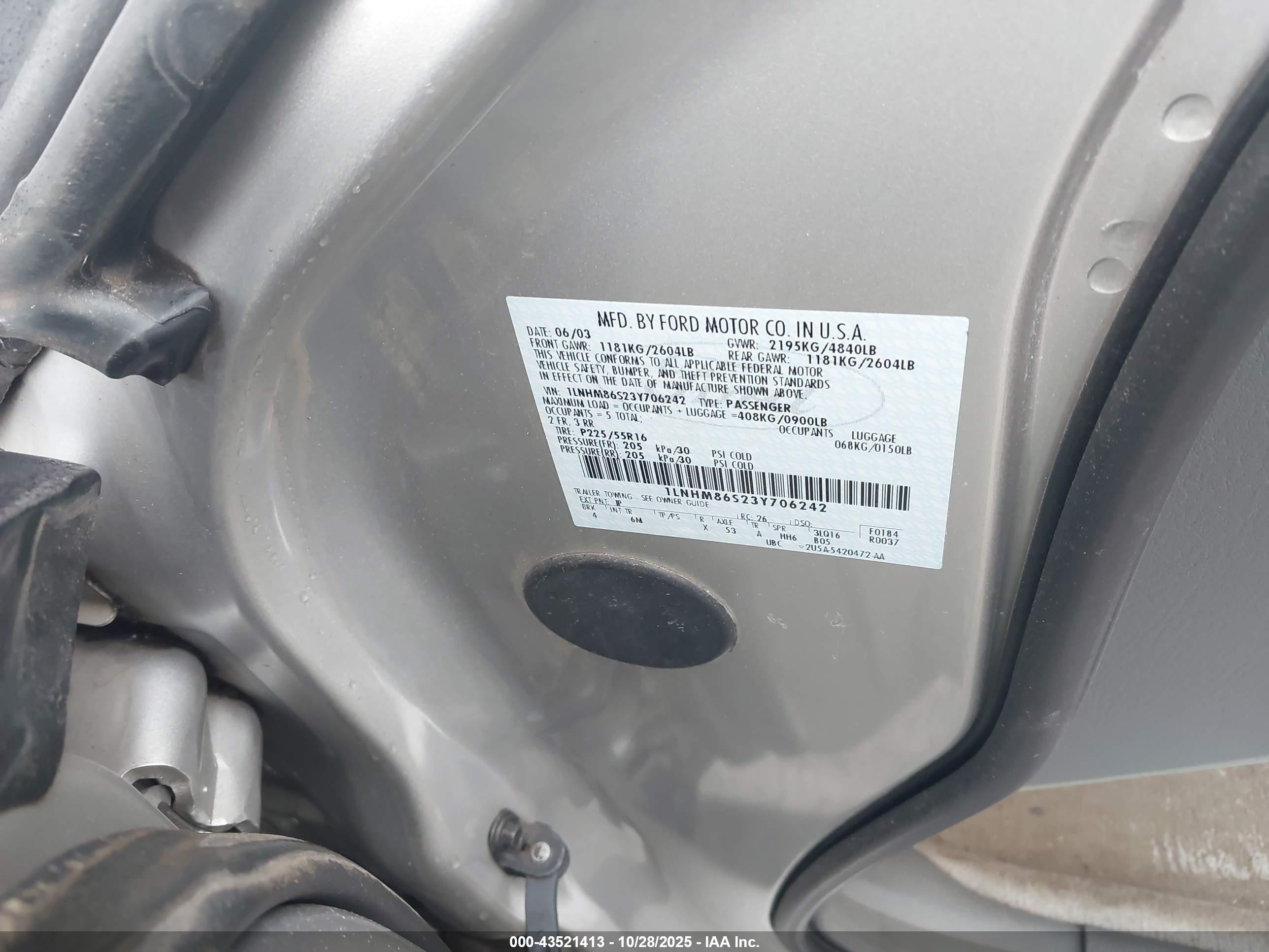 2003 Lincoln Ls V6 Серебряный vin: 1LNHM86S23Y706242