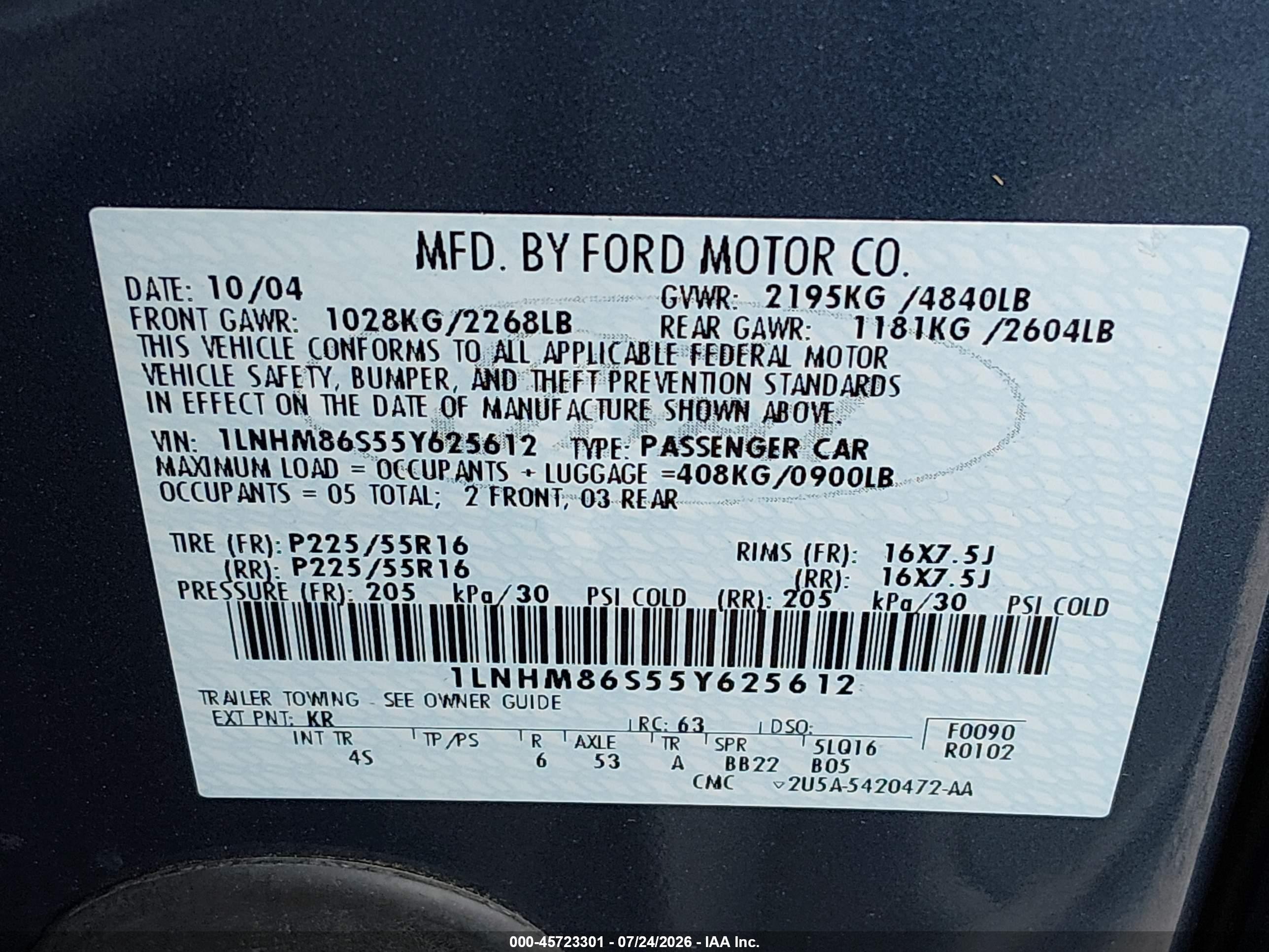 2005 Lincoln Ls V6 Blue vin: 1LNHM86S55Y625612