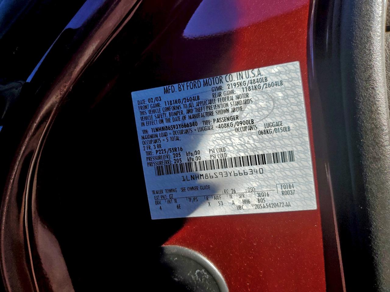 2003 Lincoln Ls Бордовый vin: 1LNHM86S93Y666340
