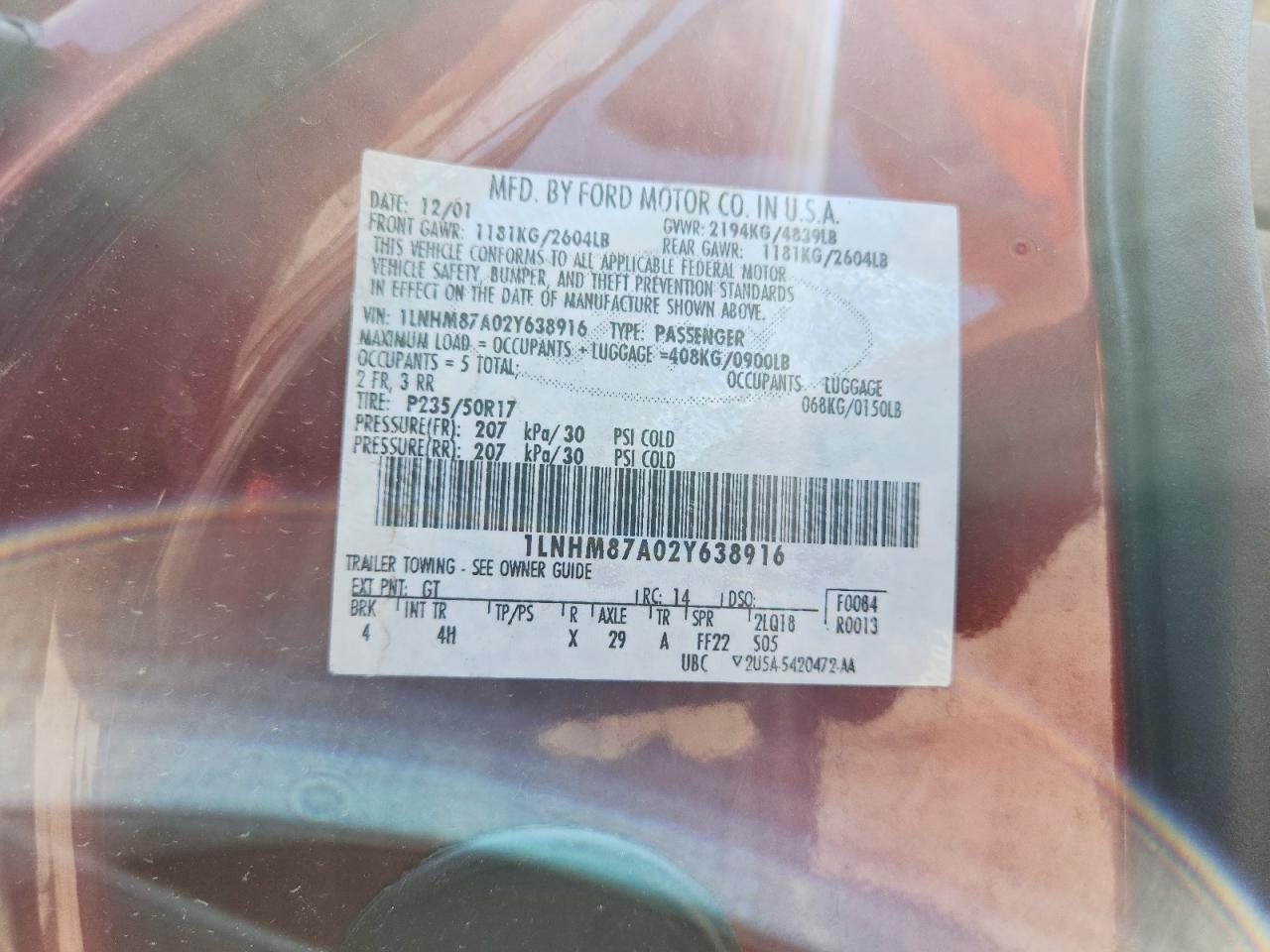 2002 Lincoln Ls Burgundy vin: 1LNHM87A02Y638916