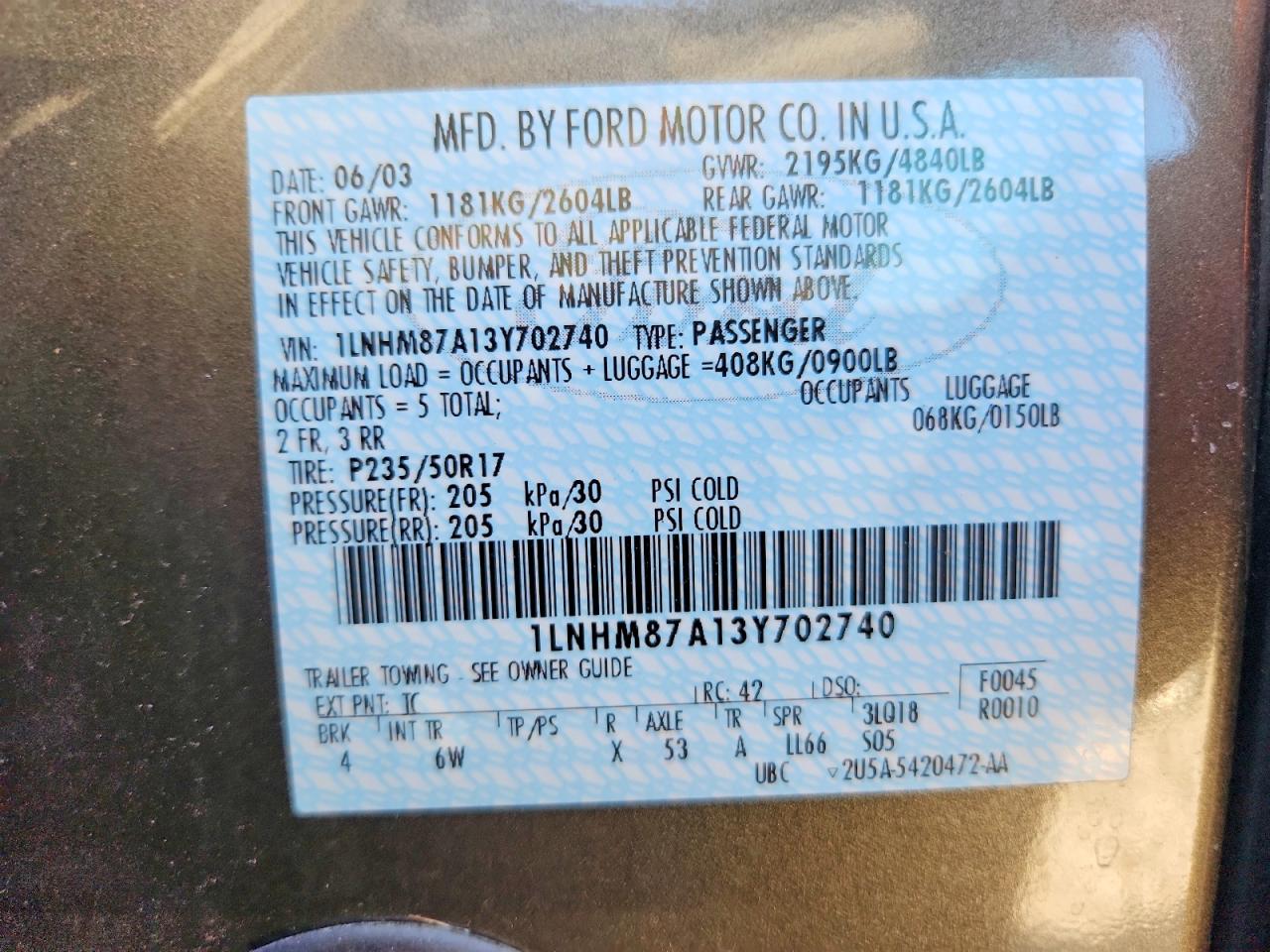 2003 Lincoln Ls Gray vin: 1LNHM87A13Y702740