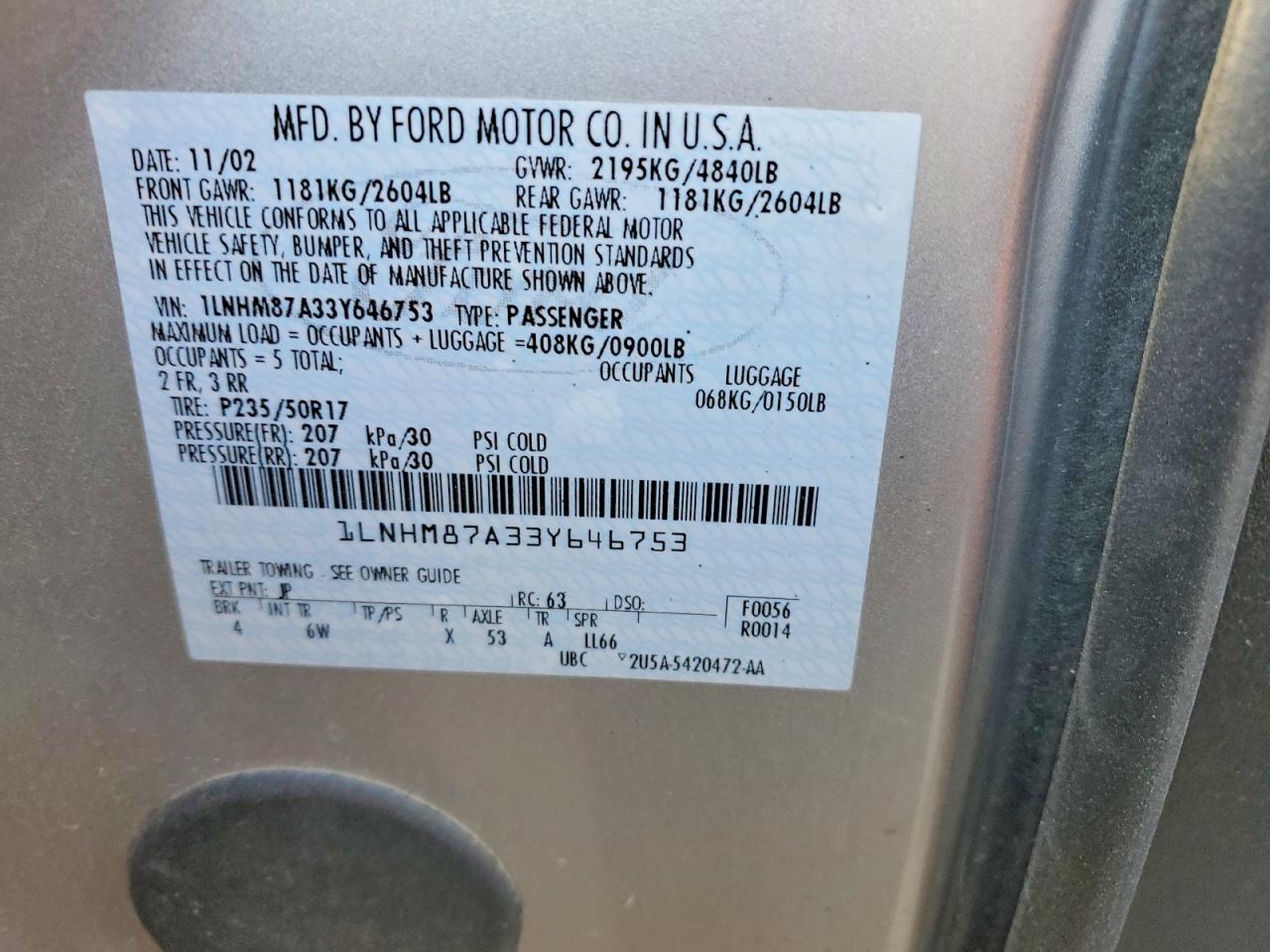 2003 Lincoln Ls Silver vin: 1LNHM87A33Y646753