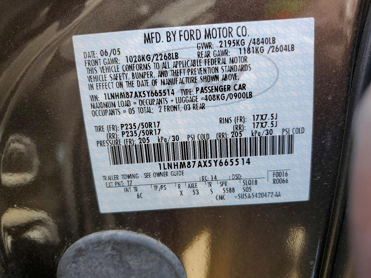 2005 Lincoln Ls Серый vin: 1LNHM87AX5Y665514