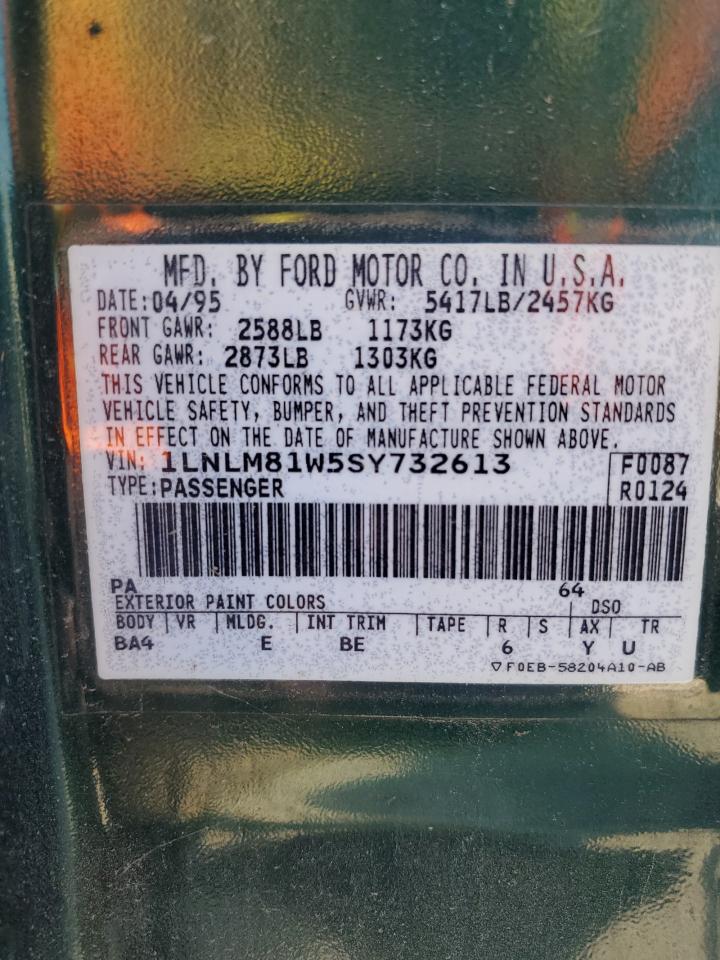 1995 Lincoln Town Car Executive Green vin: 1LNLM81W5SY732613