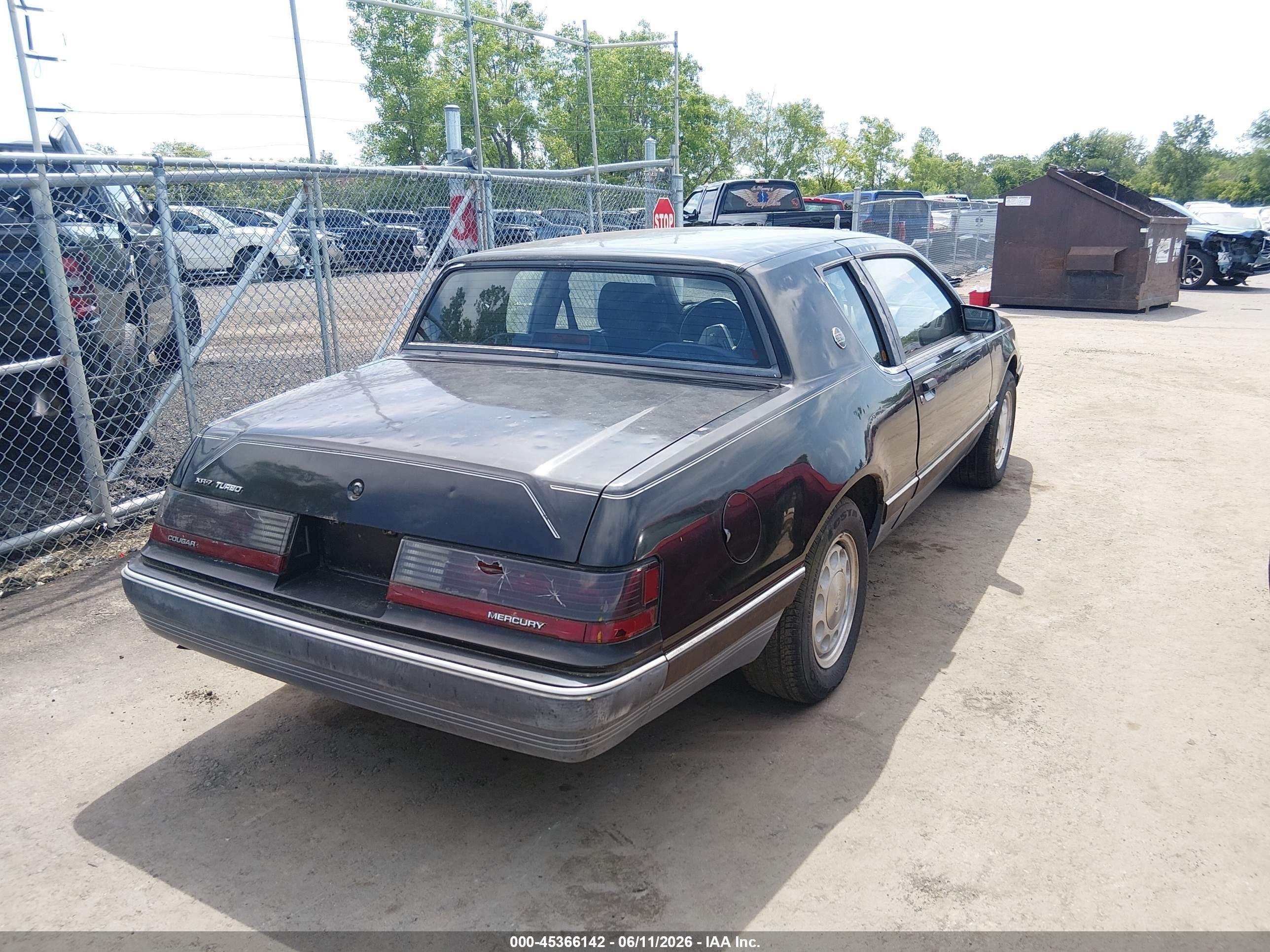 1986 Mercury Cougar   Черный vin: 1MEBP92W6GH689403