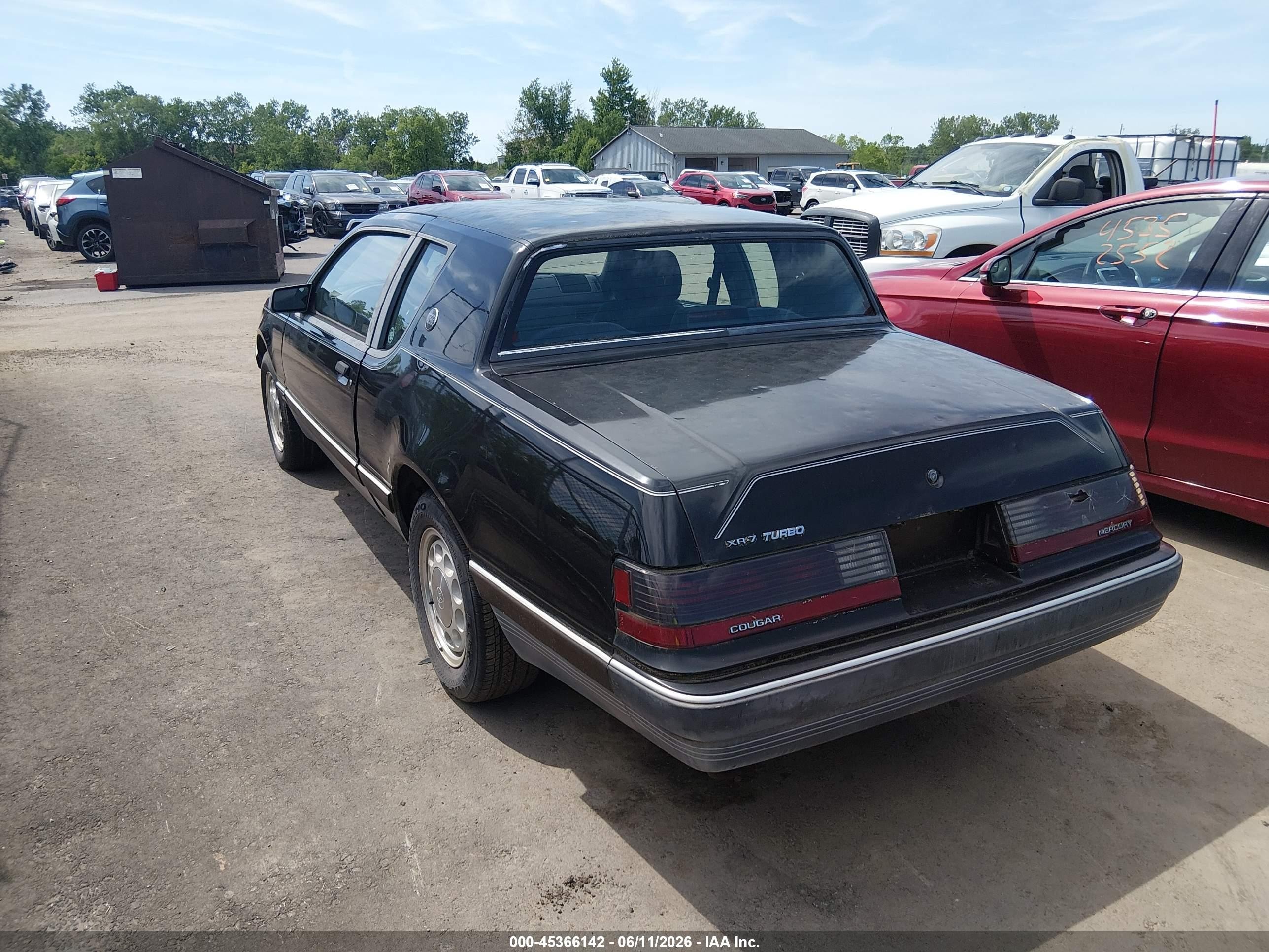 1986 Mercury Cougar   Черный vin: 1MEBP92W6GH689403