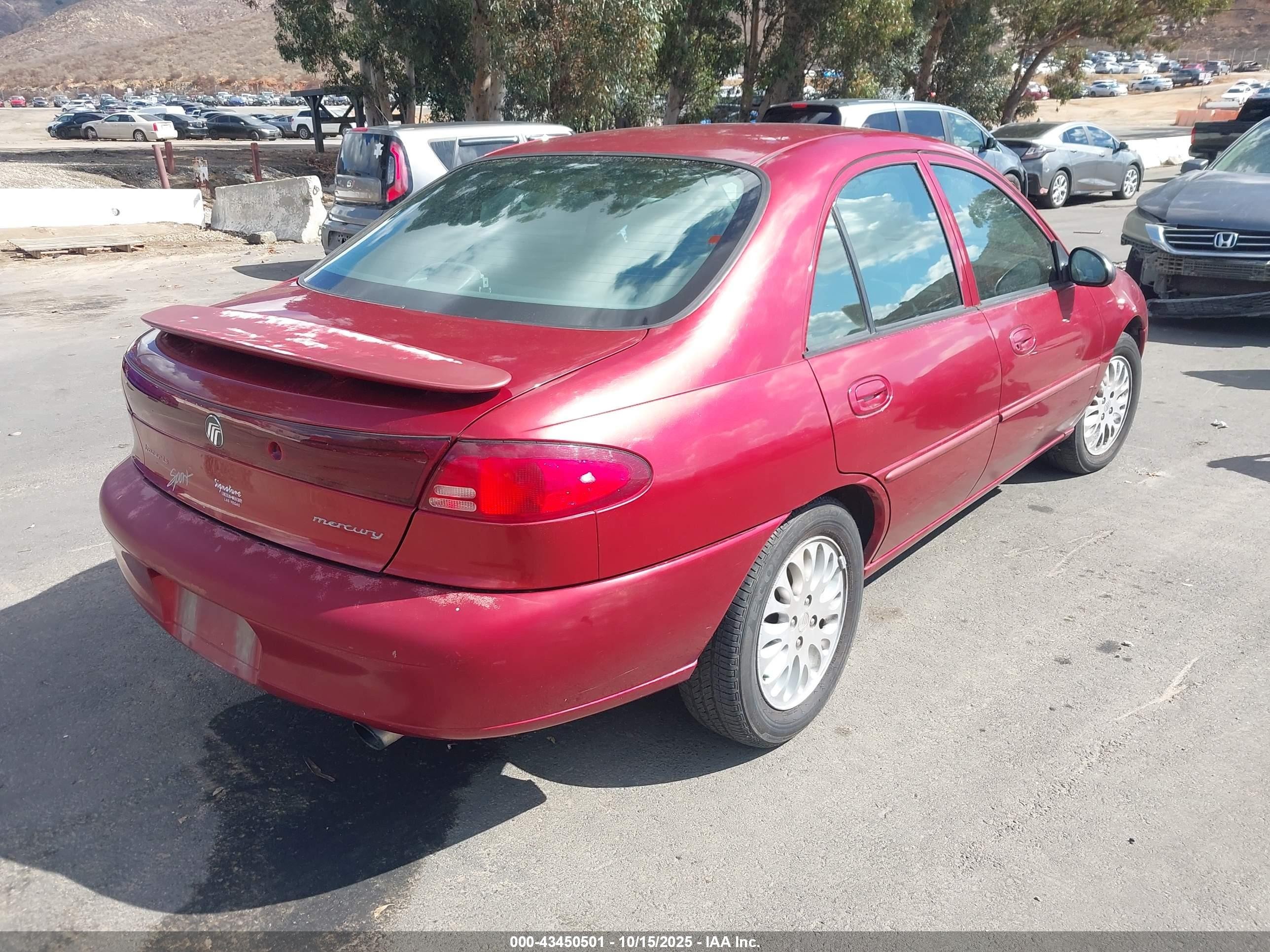 1999 Mercury Tracer Ls Red vin: 1MEFM13P9XW621255