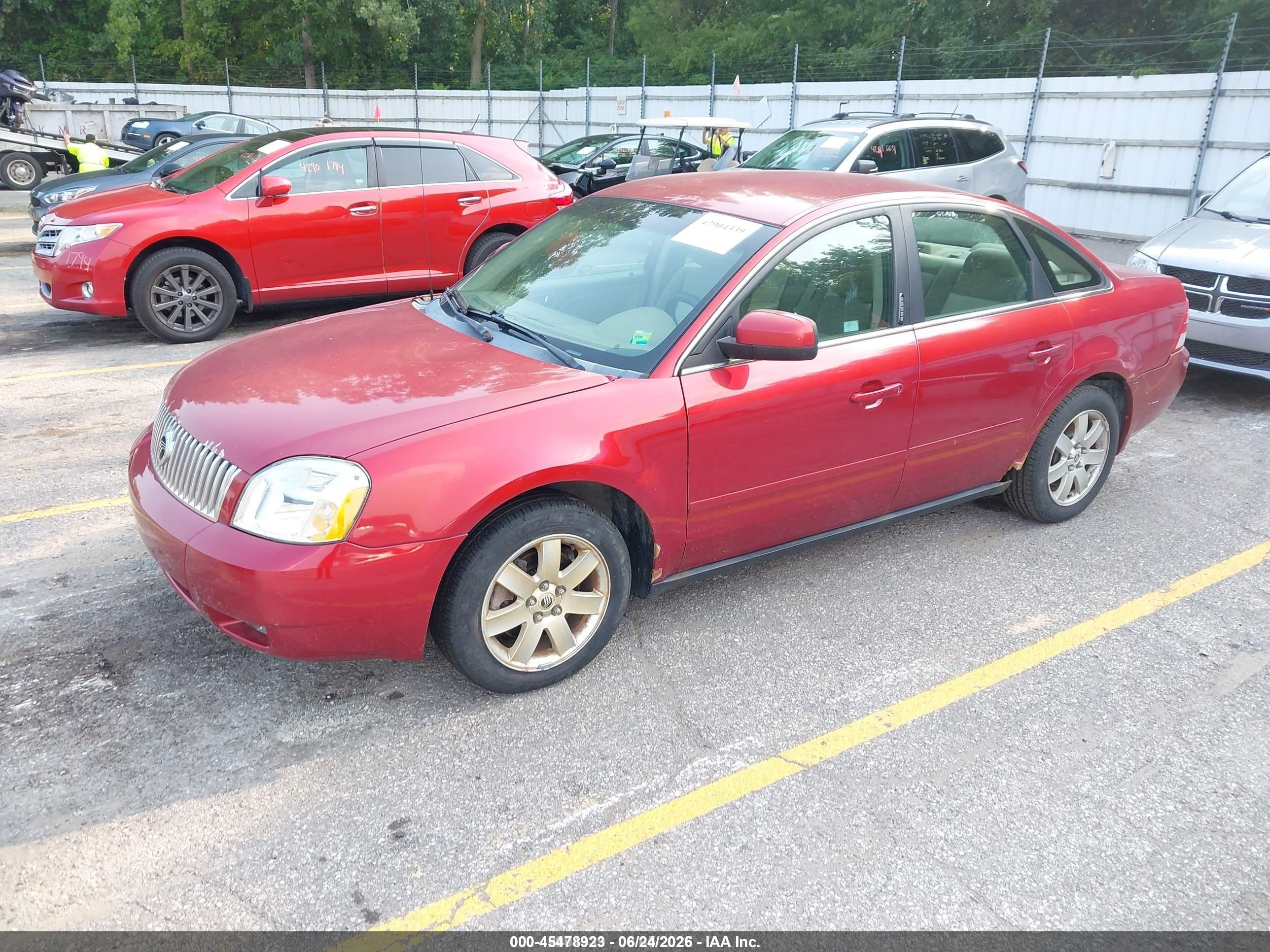 2006 Mercury Montego Luxury Красный vin: 1MEFM40166G602396