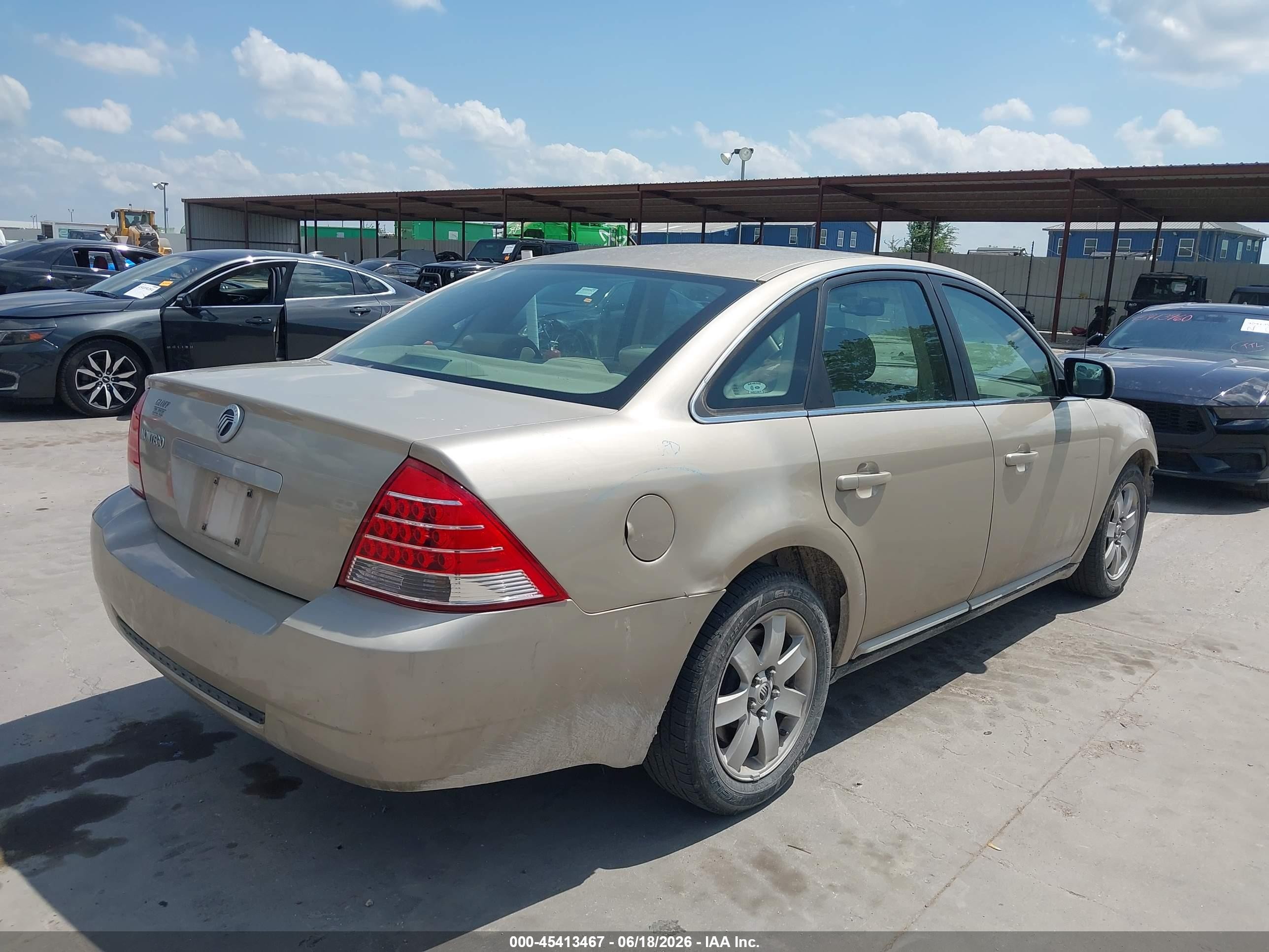 2006 Mercury Montego Luxury Золотой vin: 1MEFM40176G615433