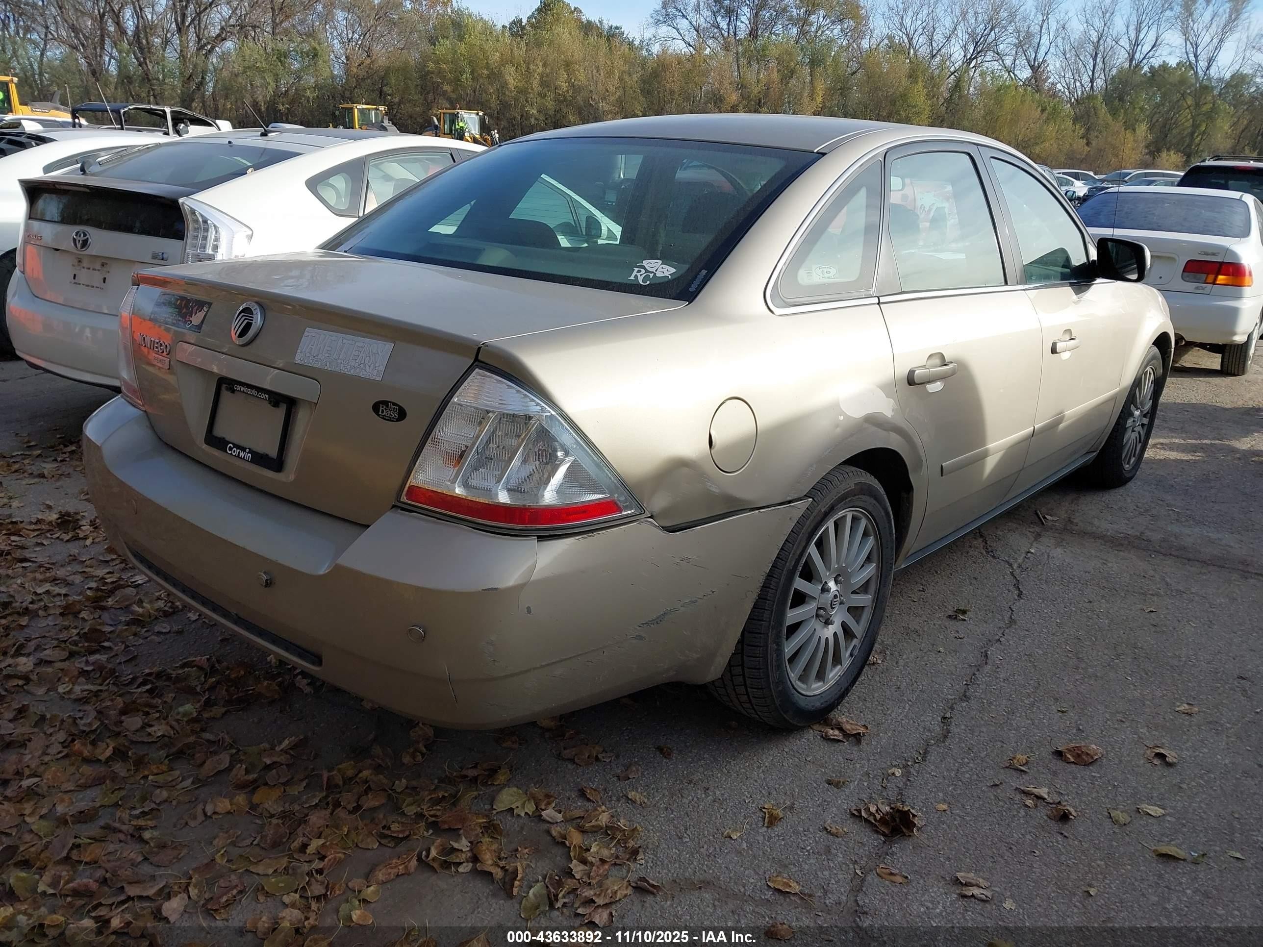 2005 Mercury Montego Premier Бежевый vin: 1MEFM42175G611460