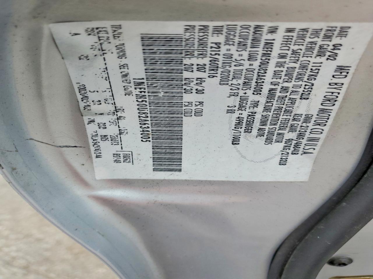 2002 Mercury Sable Gs Silver vin: 1MEFM50U82A634005