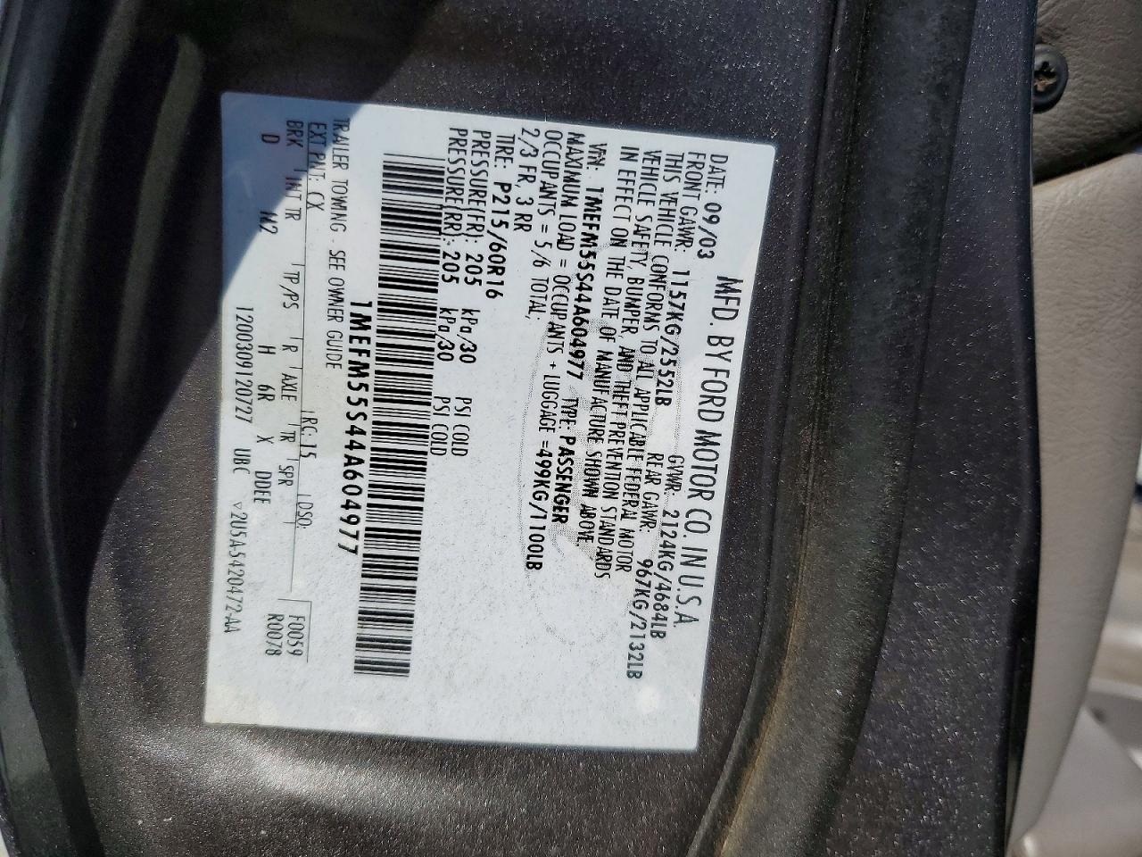 2004 Mercury Sable Ls Premium Черный vin: 1MEFM55S44A604977