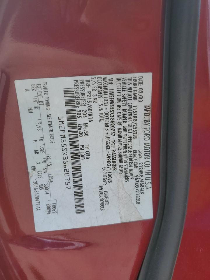 2003 Mercury Sable Ls Premium Red vin: 1MEFM55SX3G620757