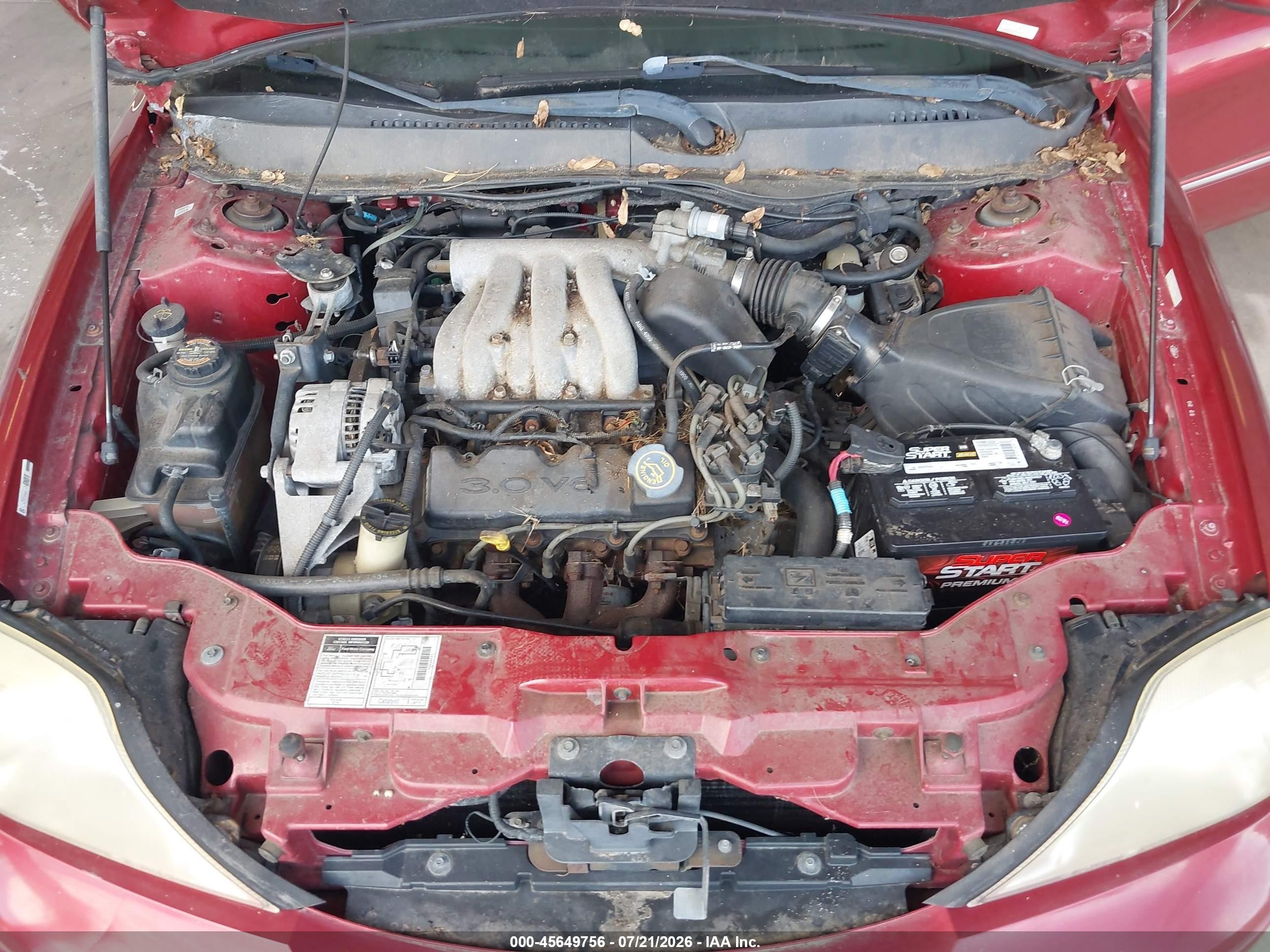 2000 Mercury Sable Gs Red vin: 1MEFM58U7YG621871