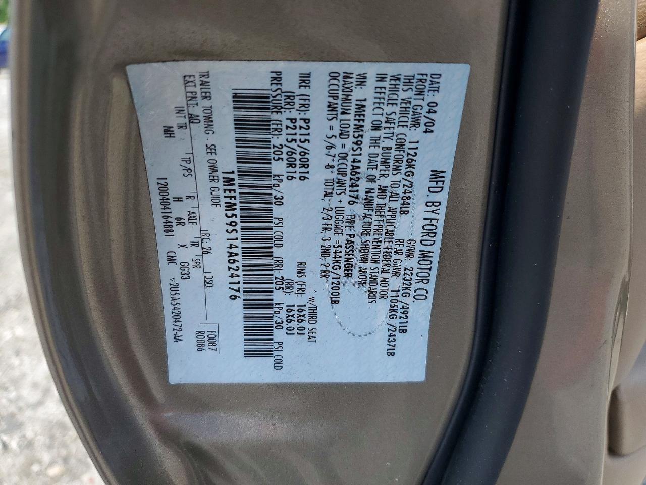 2004 Mercury Sable Ls Premium Tan vin: 1MEFM59S14A624176