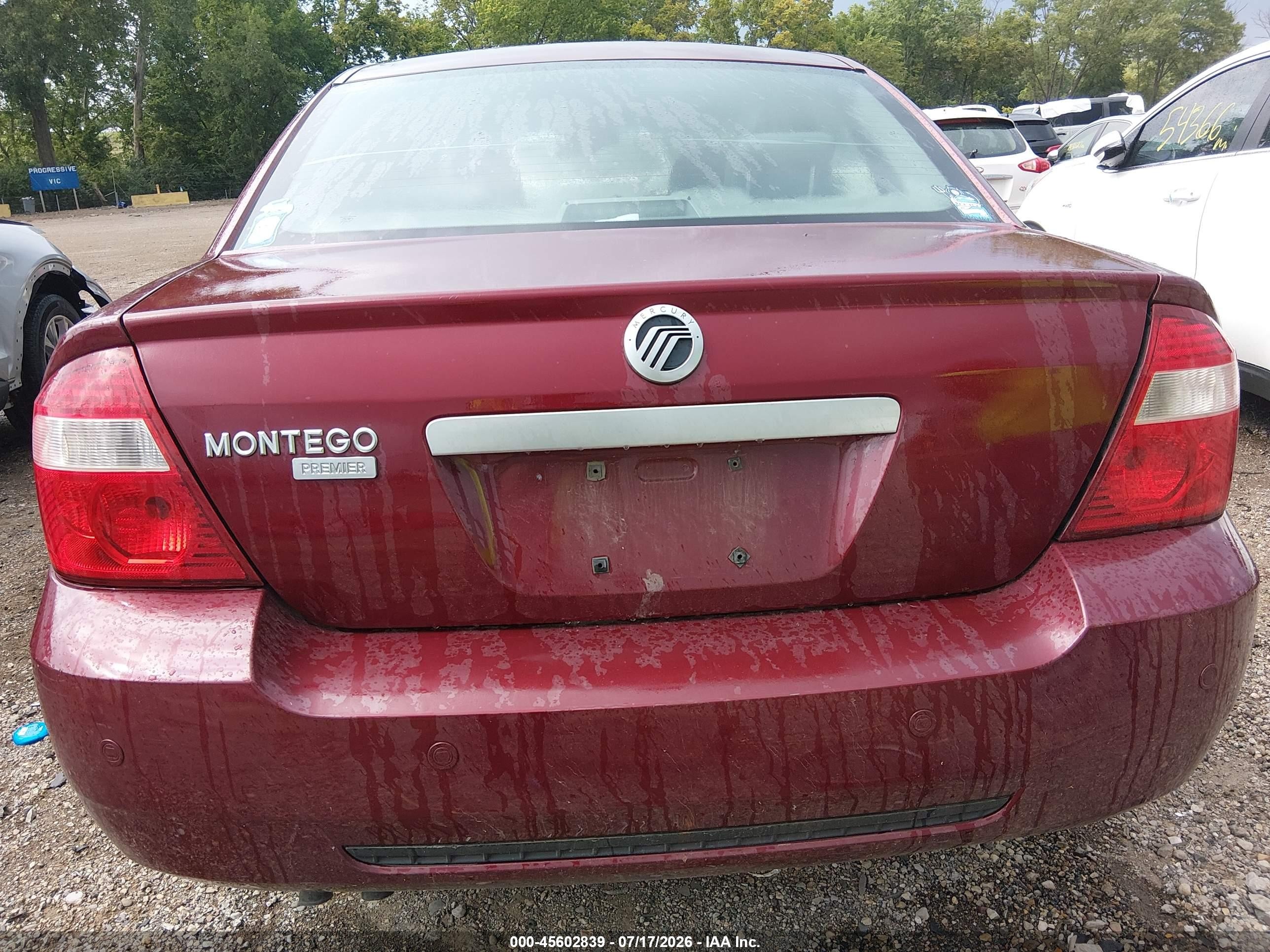 2005 Mercury Montego Premier Red vin: 1MEHM42195G616605