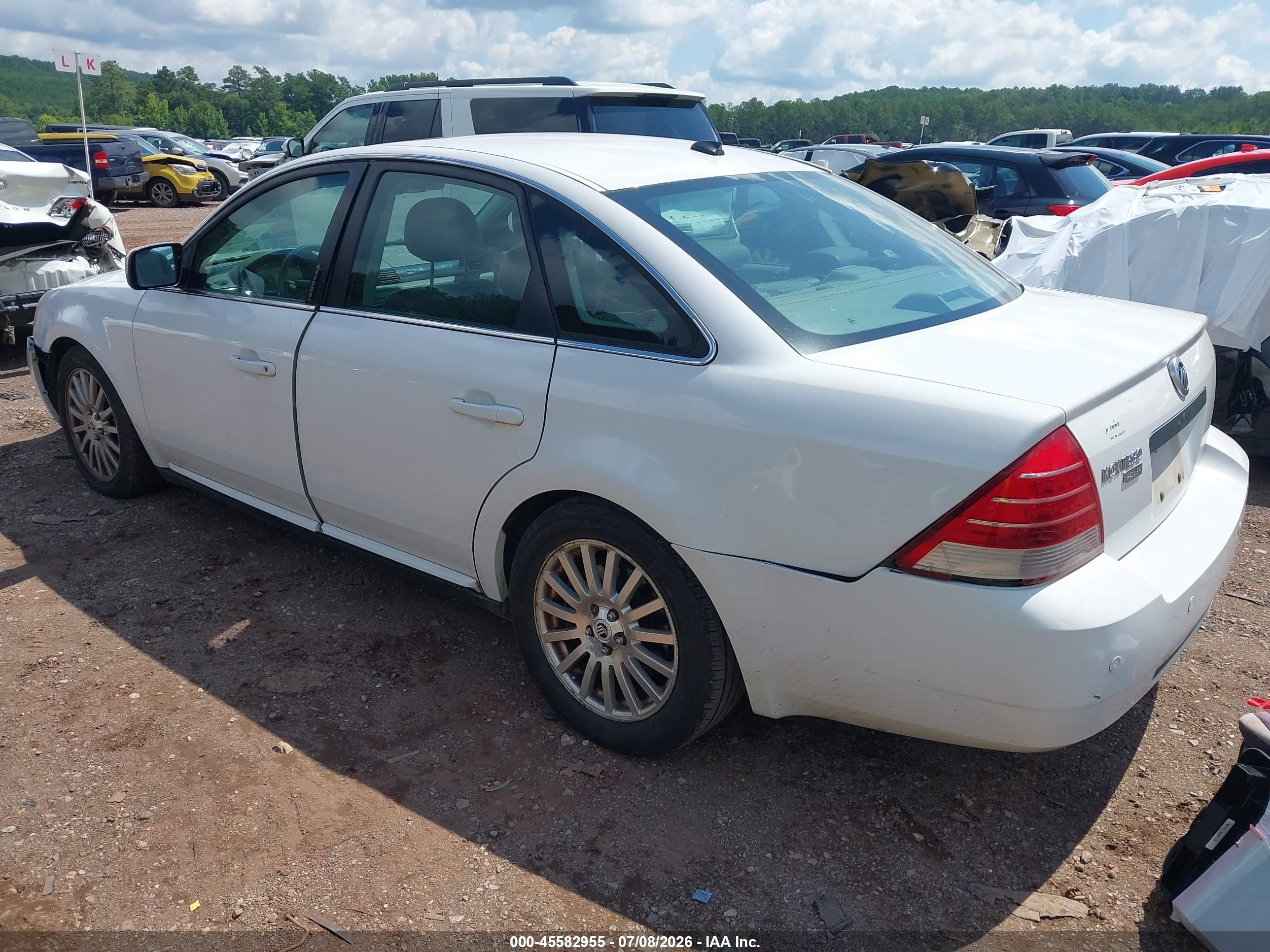 2007 Mercury Montego Premier White vin: 1MEHM421X7G601954