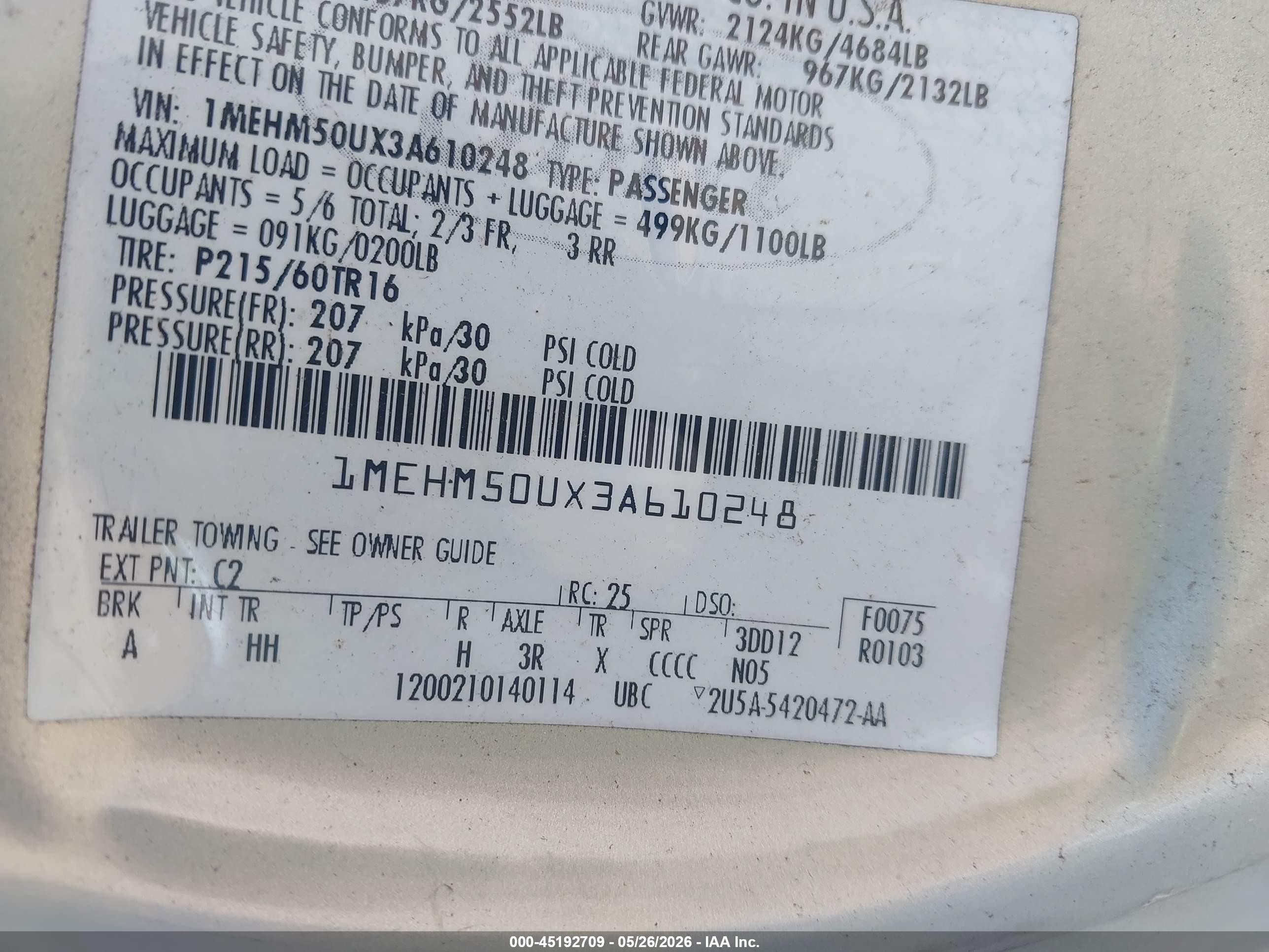 2003 Mercury Sable Gs Silver vin: 1MEHM50UX3A610248