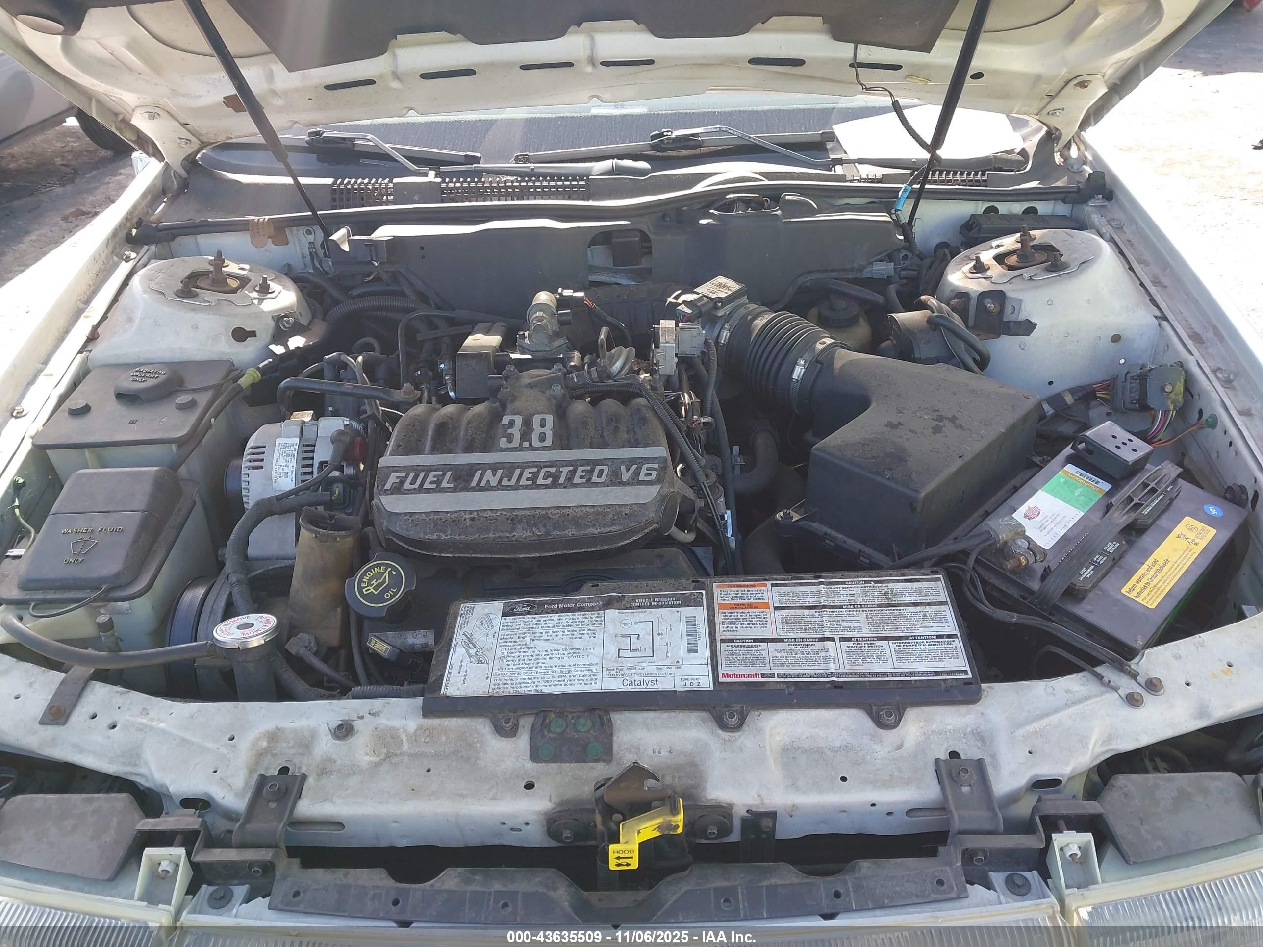 1993 Mercury Sable Ls White vin: 1MELM5346PA640763