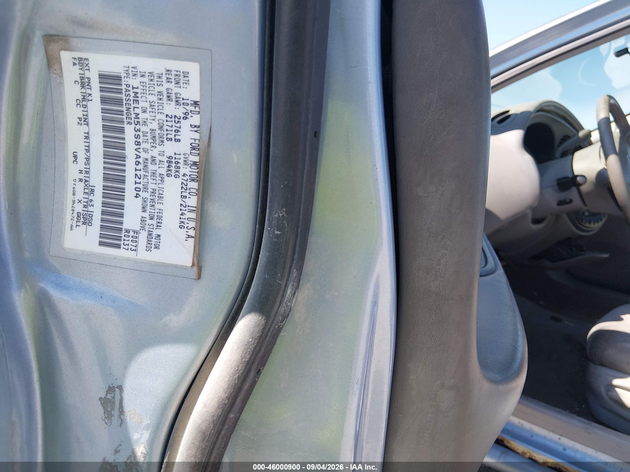 1997 Mercury Sable Ls Light Blue vin: 1MELM53S8VA612104
