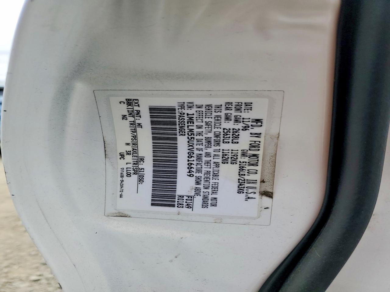 1997 Mercury Sable Gs White vin: 1MELM55UXVG616649