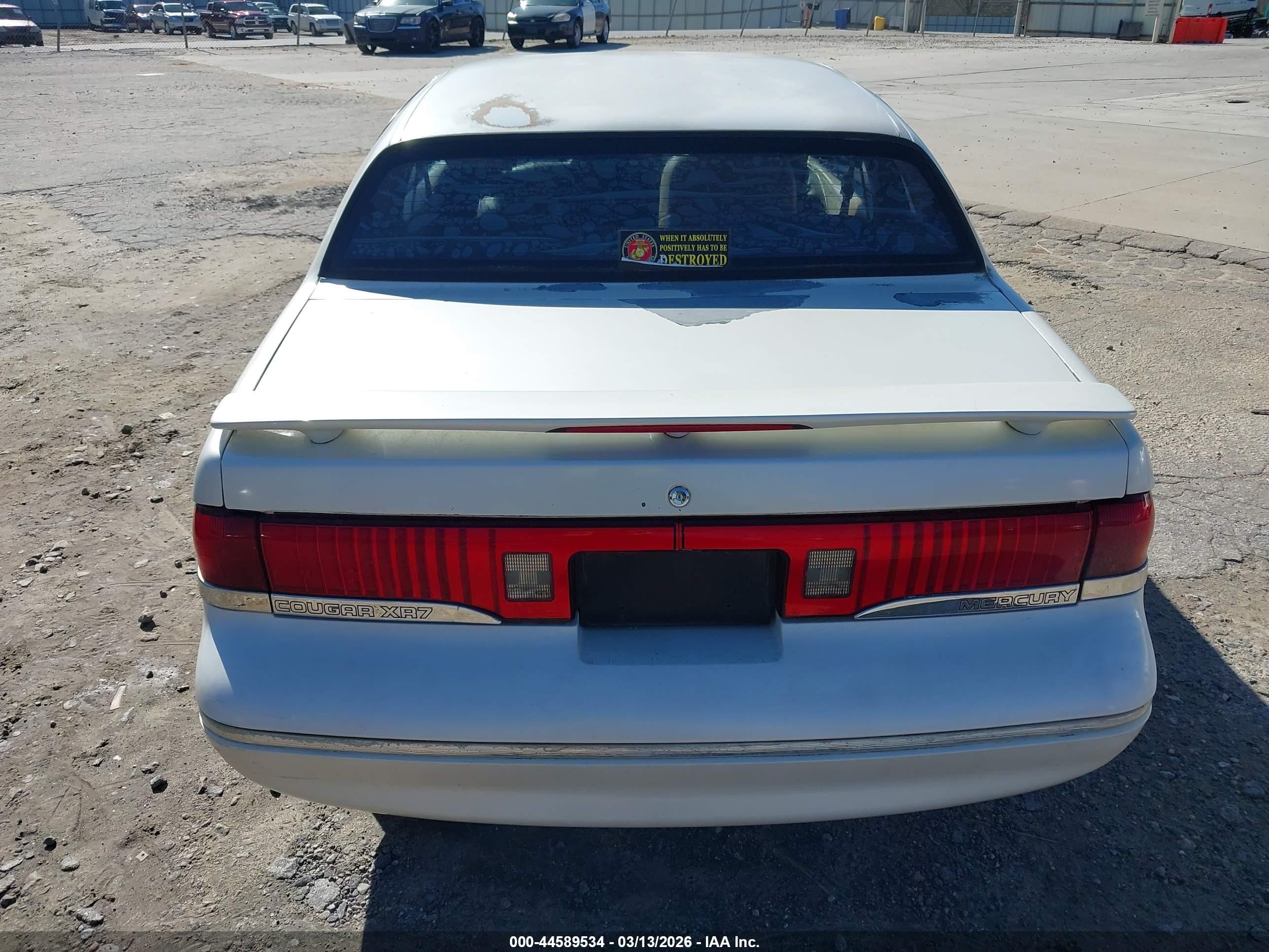 1997 Mercury Cougar Xr7 White vin: 1MELM62WXVH600084