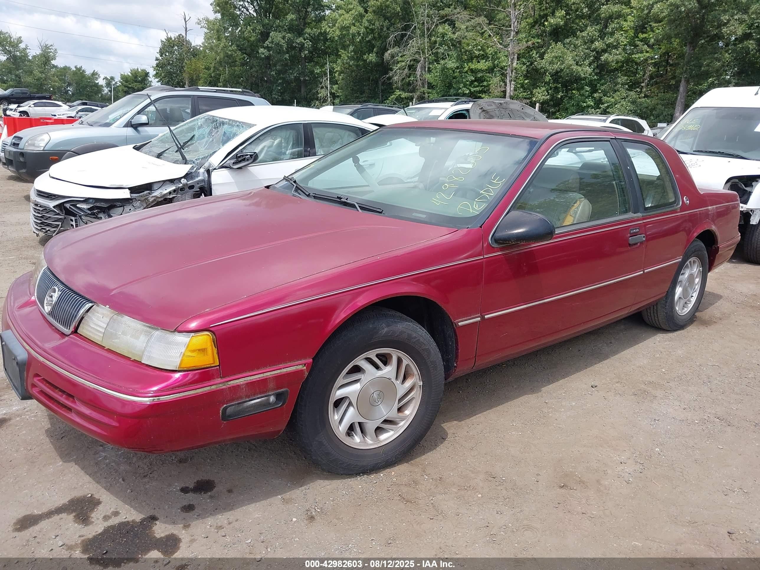 1992 Mercury Cougar Ls Burgundy vin: 1MEPM6042NH635396