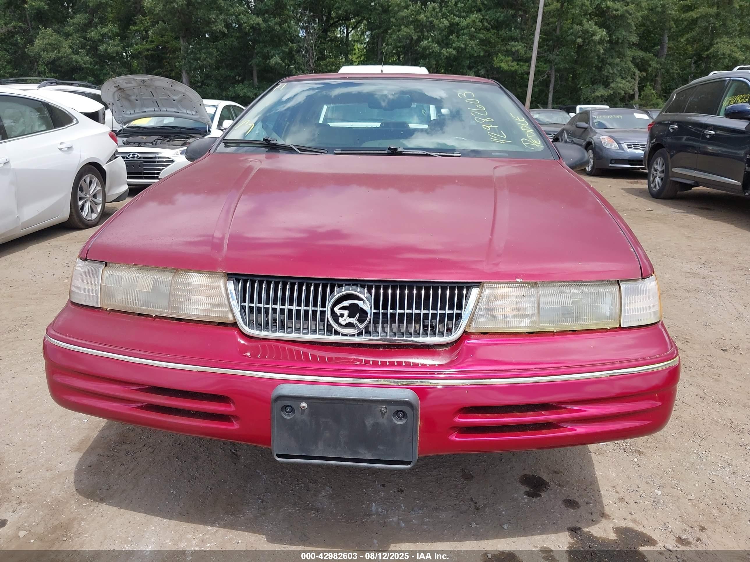 1992 Mercury Cougar Ls Burgundy vin: 1MEPM6042NH635396