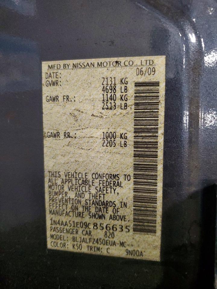 2009 Nissan Maxima 3.5 S Gray vin: 1N4AA51E09C856635