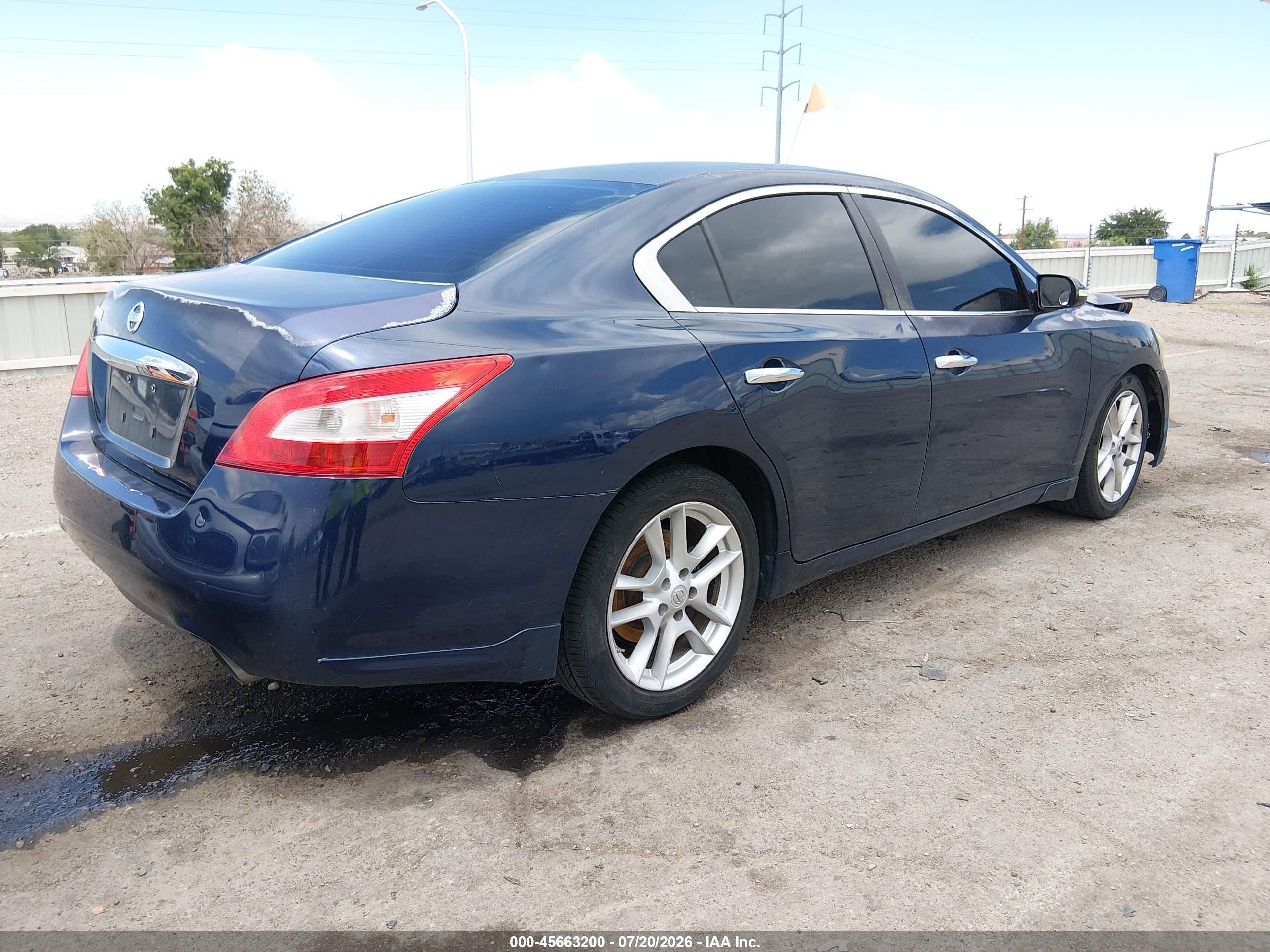 2009 Nissan Maxima 3.5 Sv Blue vin: 1N4AA51E49C844892