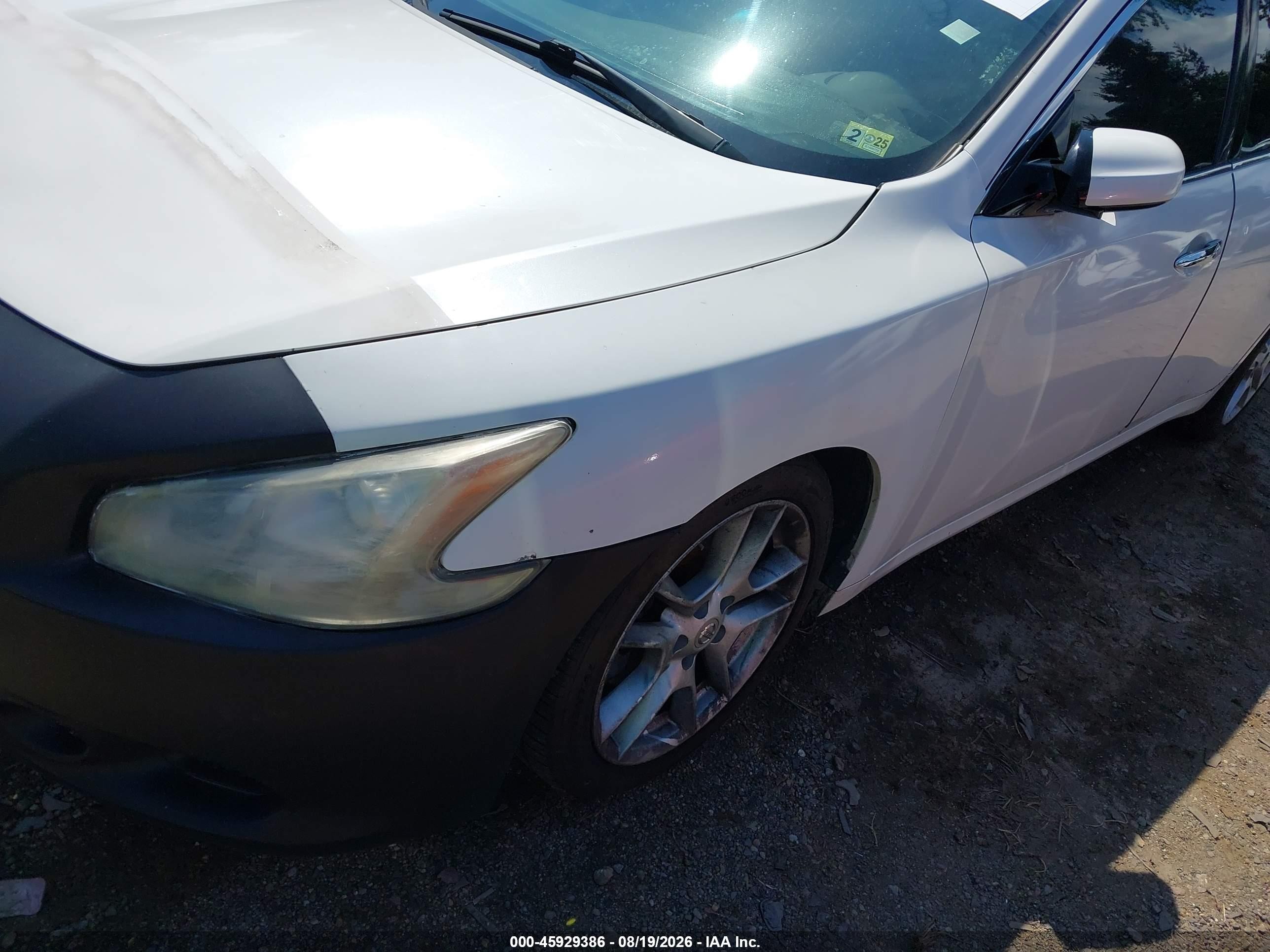 2009 Nissan Maxima 3.5 S White vin: 1N4AA51E79C841596