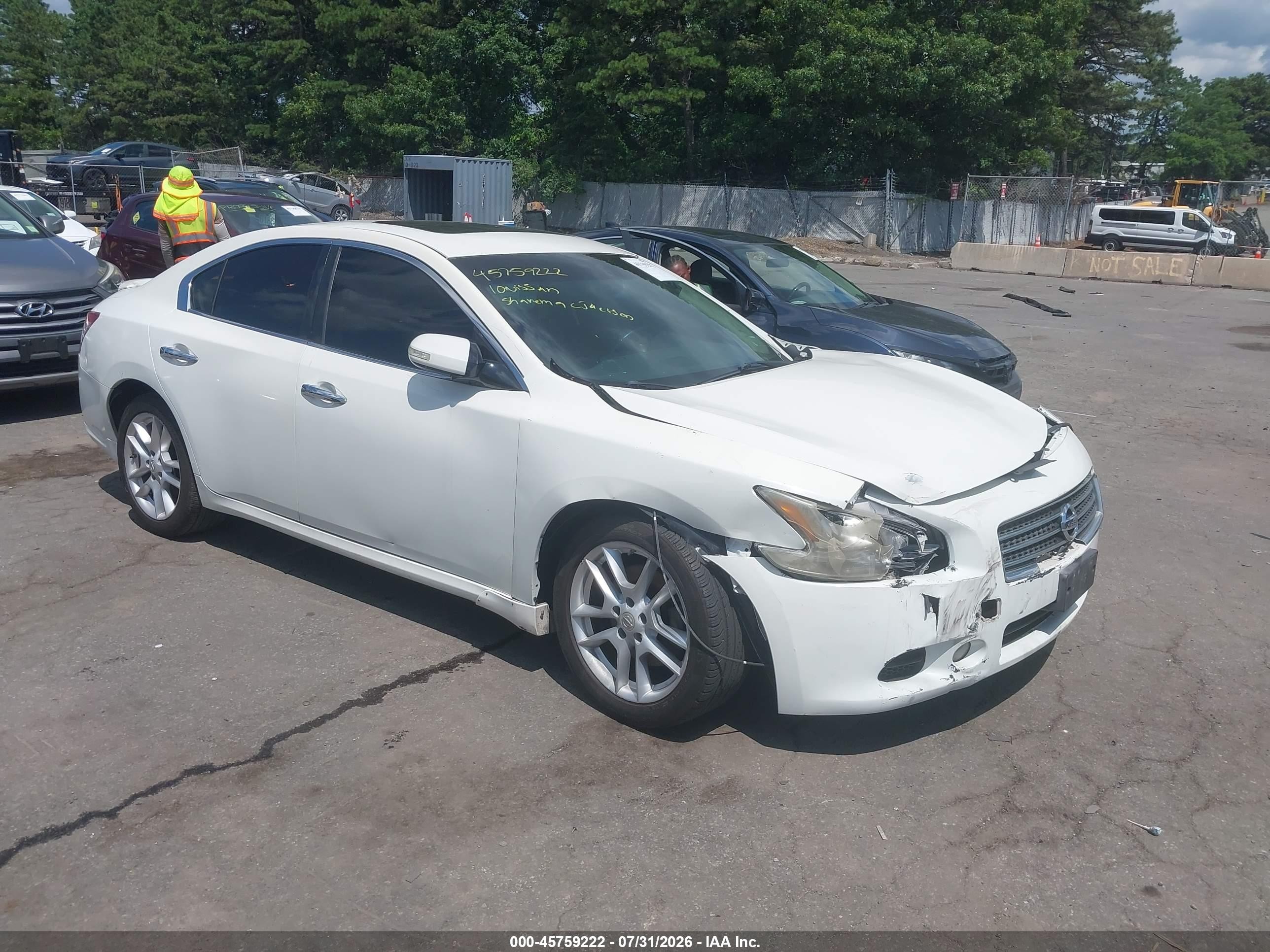 2010 Nissan Maxima 3.5 Sv White vin: 1N4AA5AP0AC819347