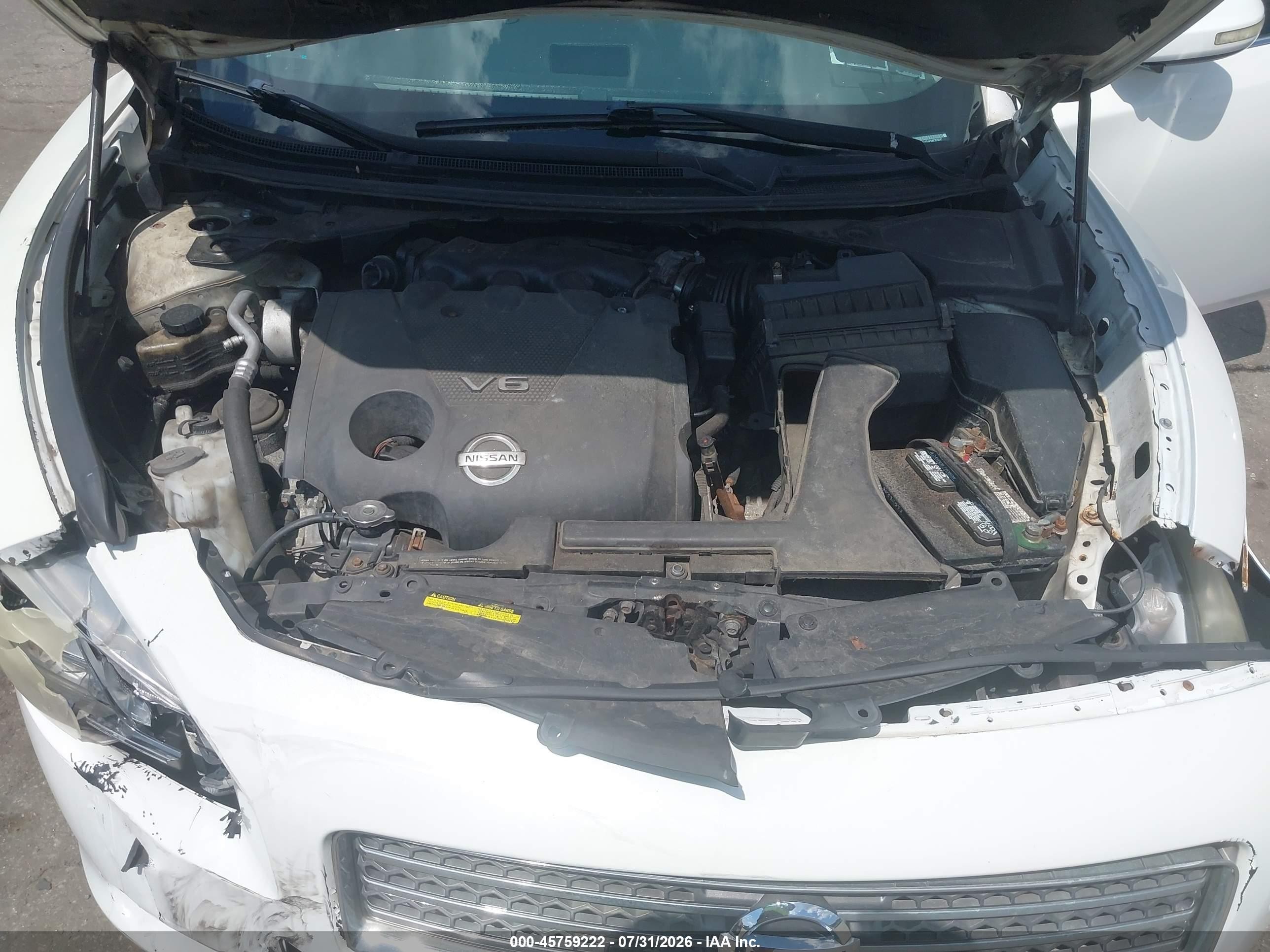 2010 Nissan Maxima 3.5 Sv White vin: 1N4AA5AP0AC819347