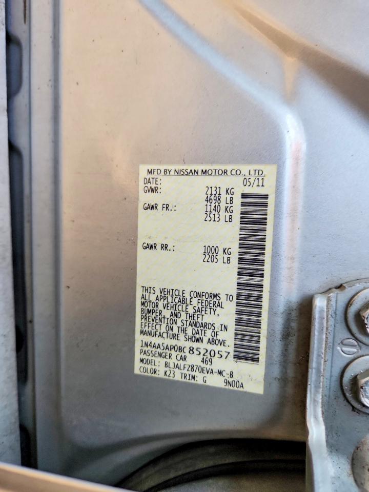 2011 Nissan Maxima 3.5 S Серебряный vin: 1N4AA5AP0BC852057