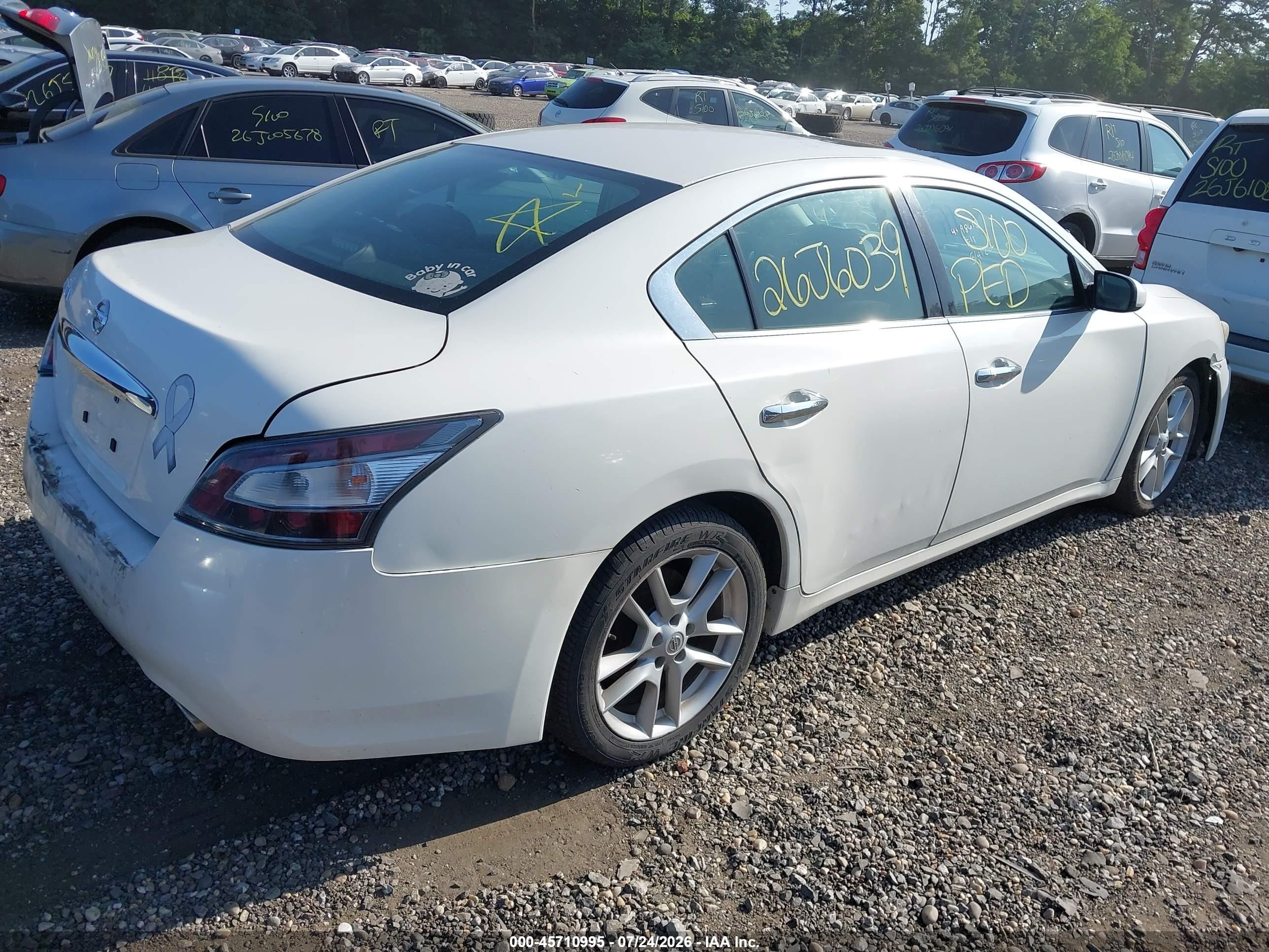 2012 Nissan Maxima 3.5 S White vin: 1N4AA5AP0CC835924