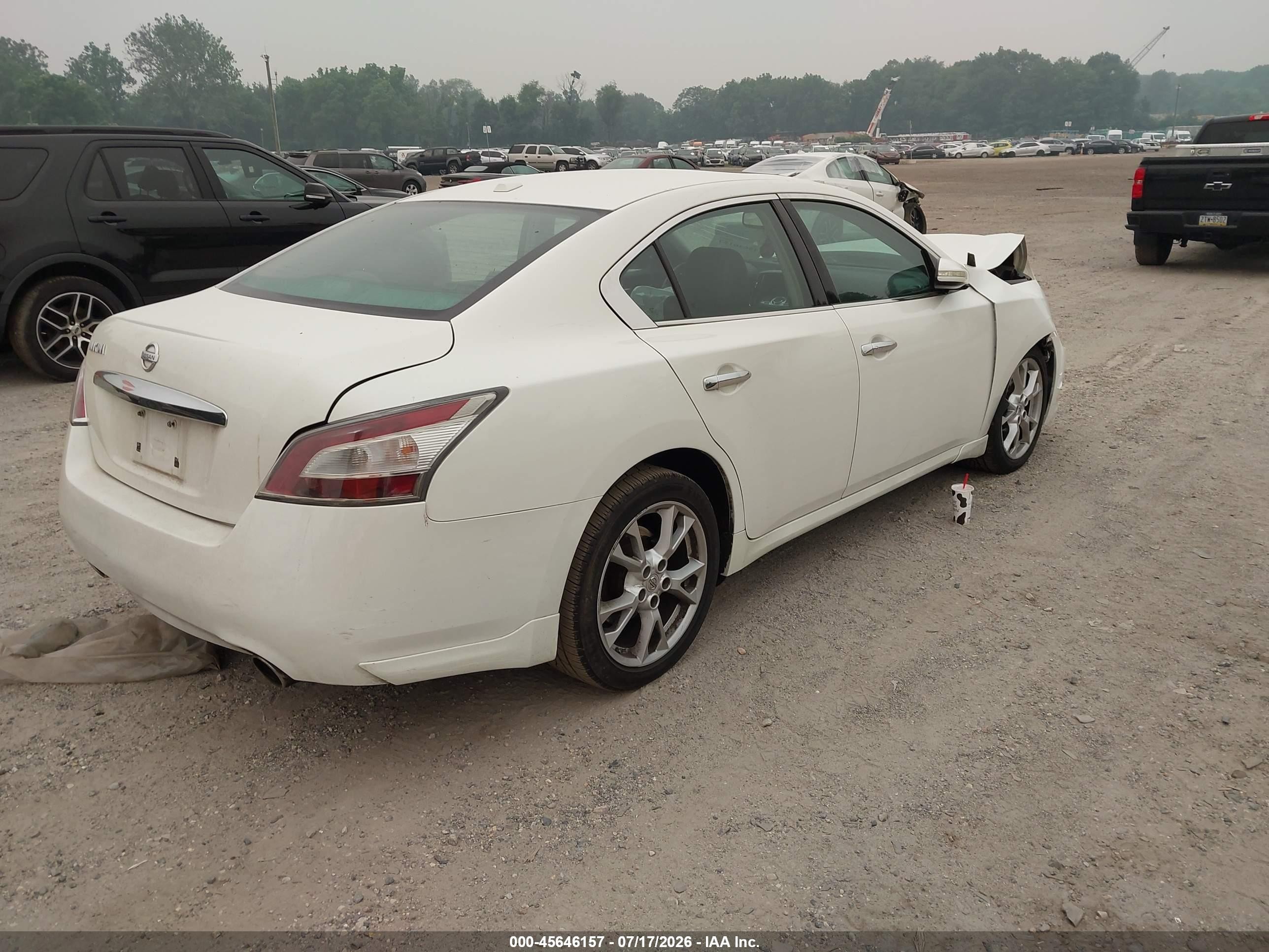2014 Nissan Maxima 3.5 Sv White vin: 1N4AA5AP0EC453797