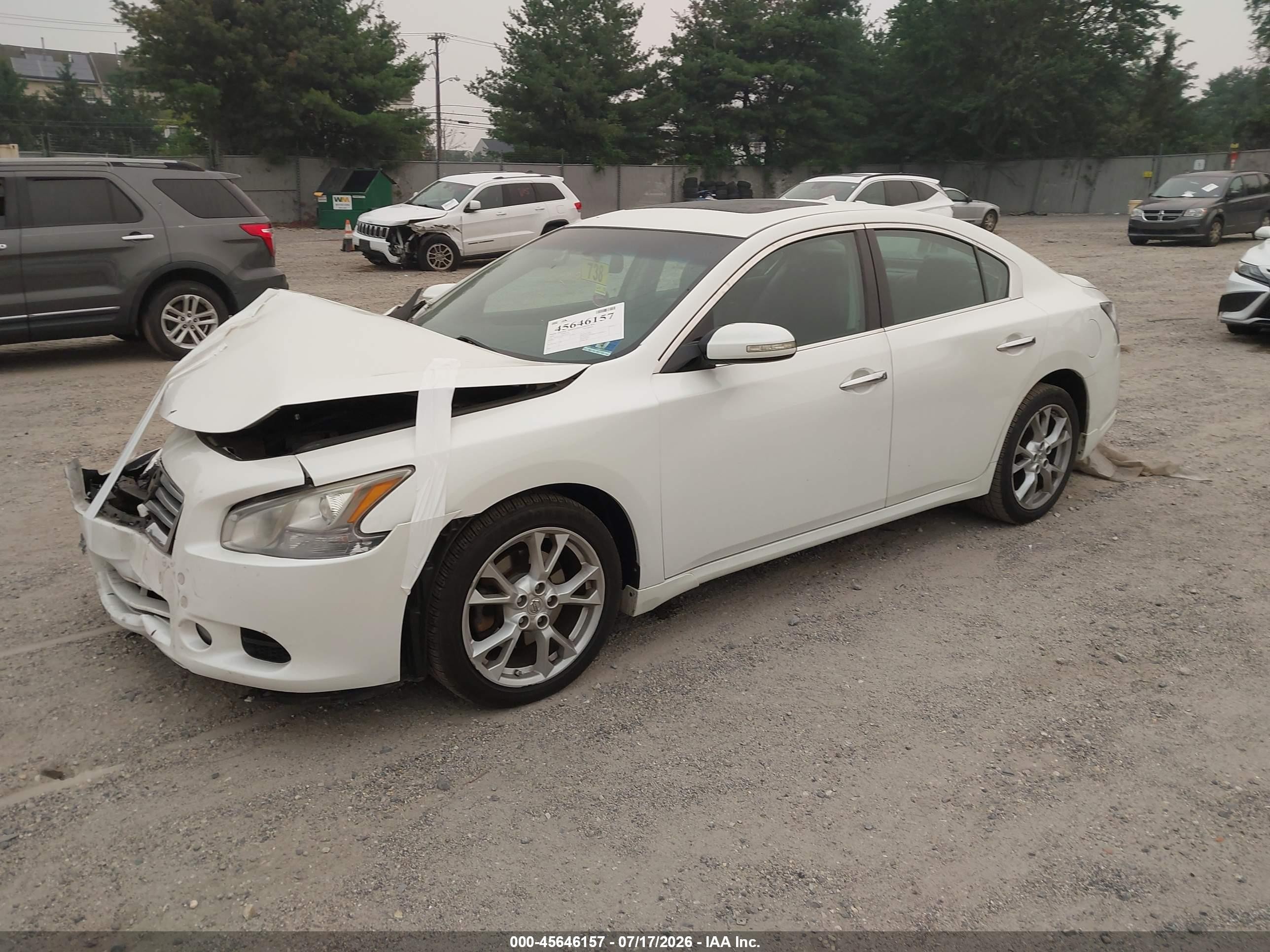 2014 Nissan Maxima 3.5 Sv White vin: 1N4AA5AP0EC453797