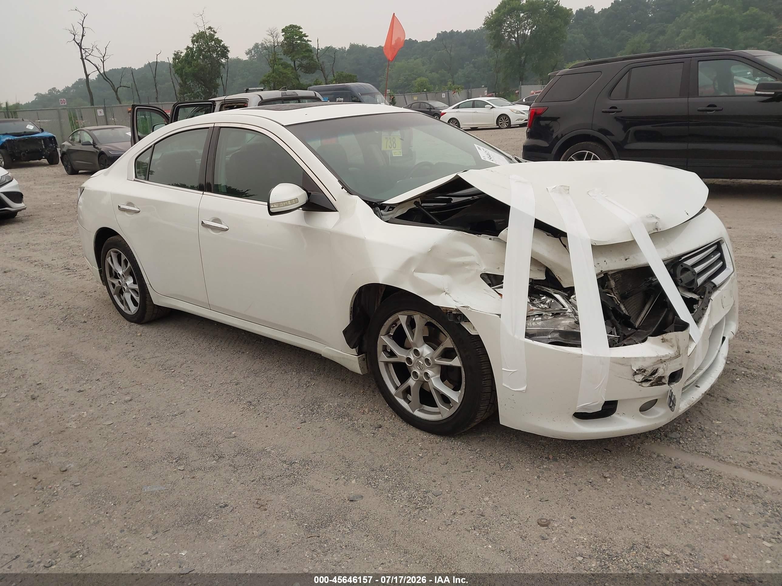 2014 Nissan Maxima 3.5 Sv White vin: 1N4AA5AP0EC453797