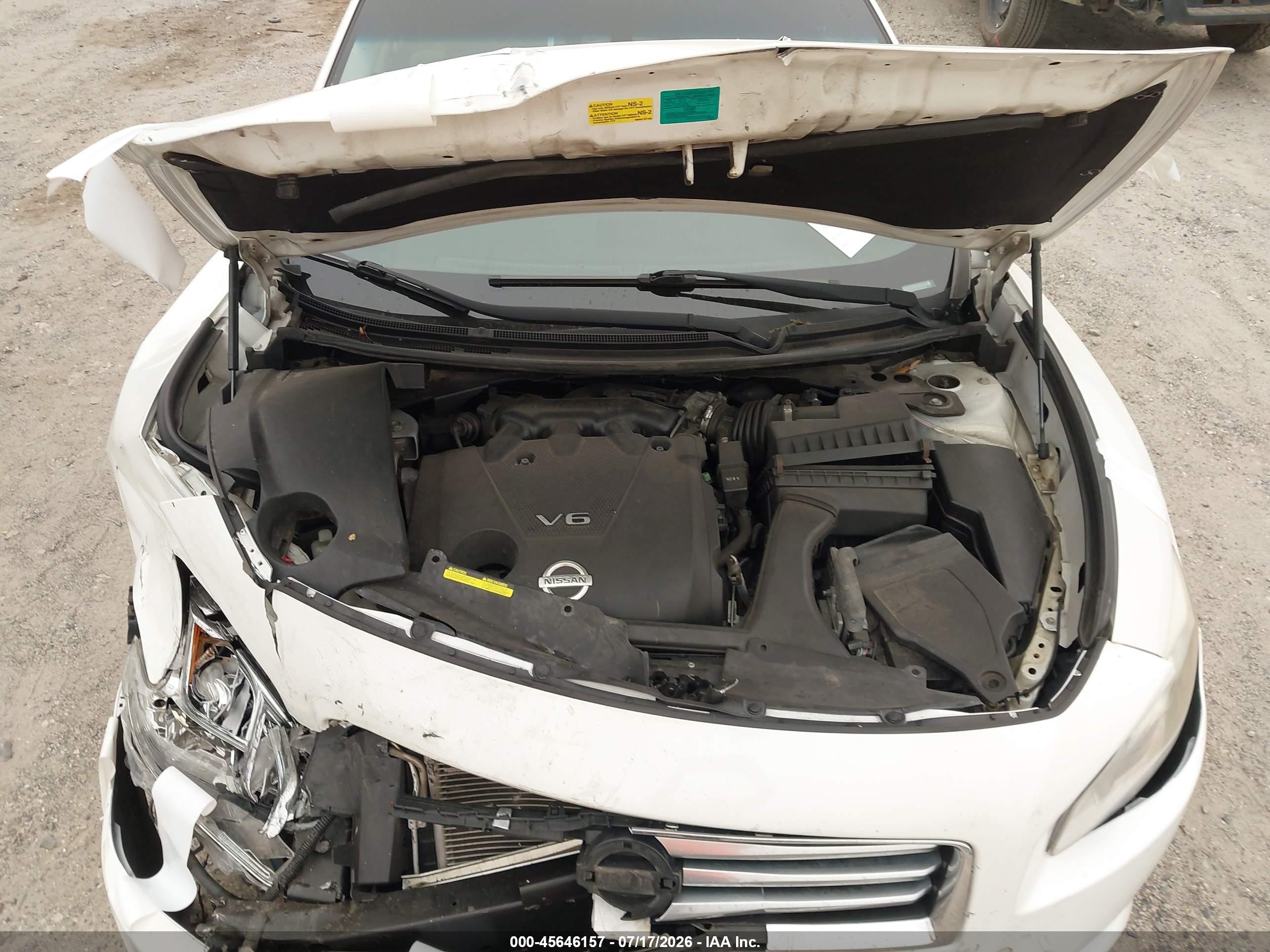 2014 Nissan Maxima 3.5 Sv White vin: 1N4AA5AP0EC453797