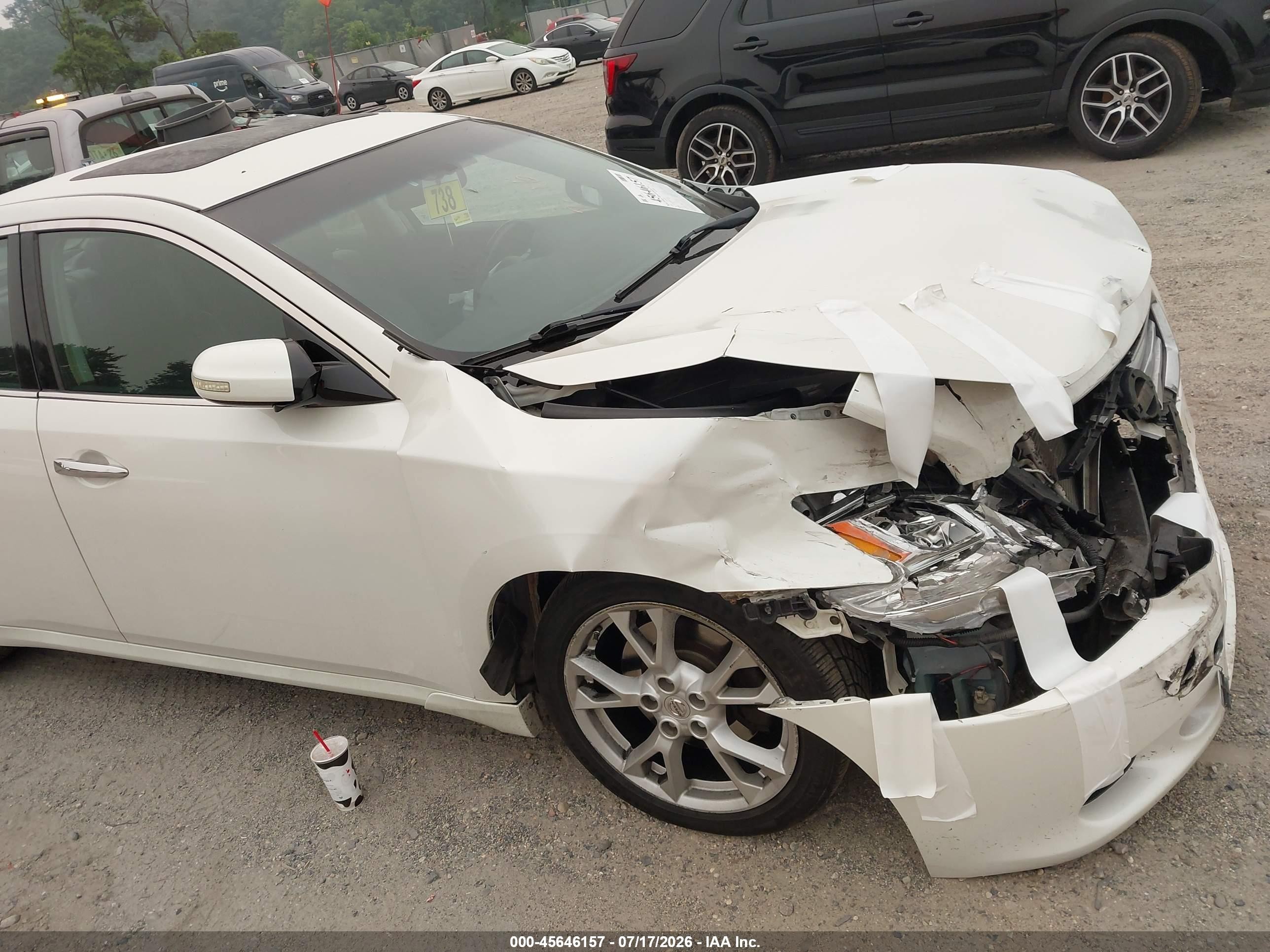 2014 Nissan Maxima 3.5 Sv White vin: 1N4AA5AP0EC453797