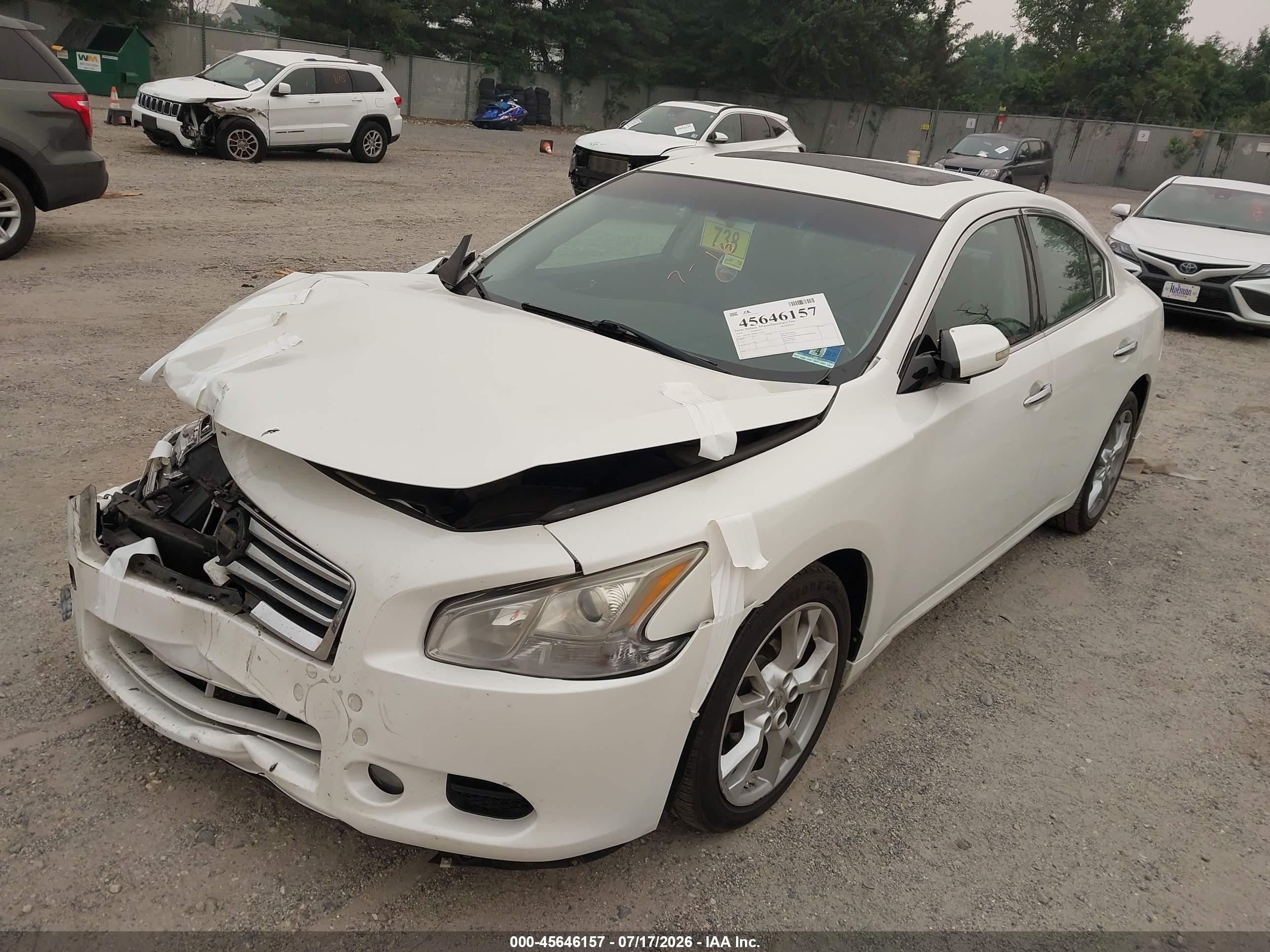 2014 Nissan Maxima 3.5 Sv White vin: 1N4AA5AP0EC453797
