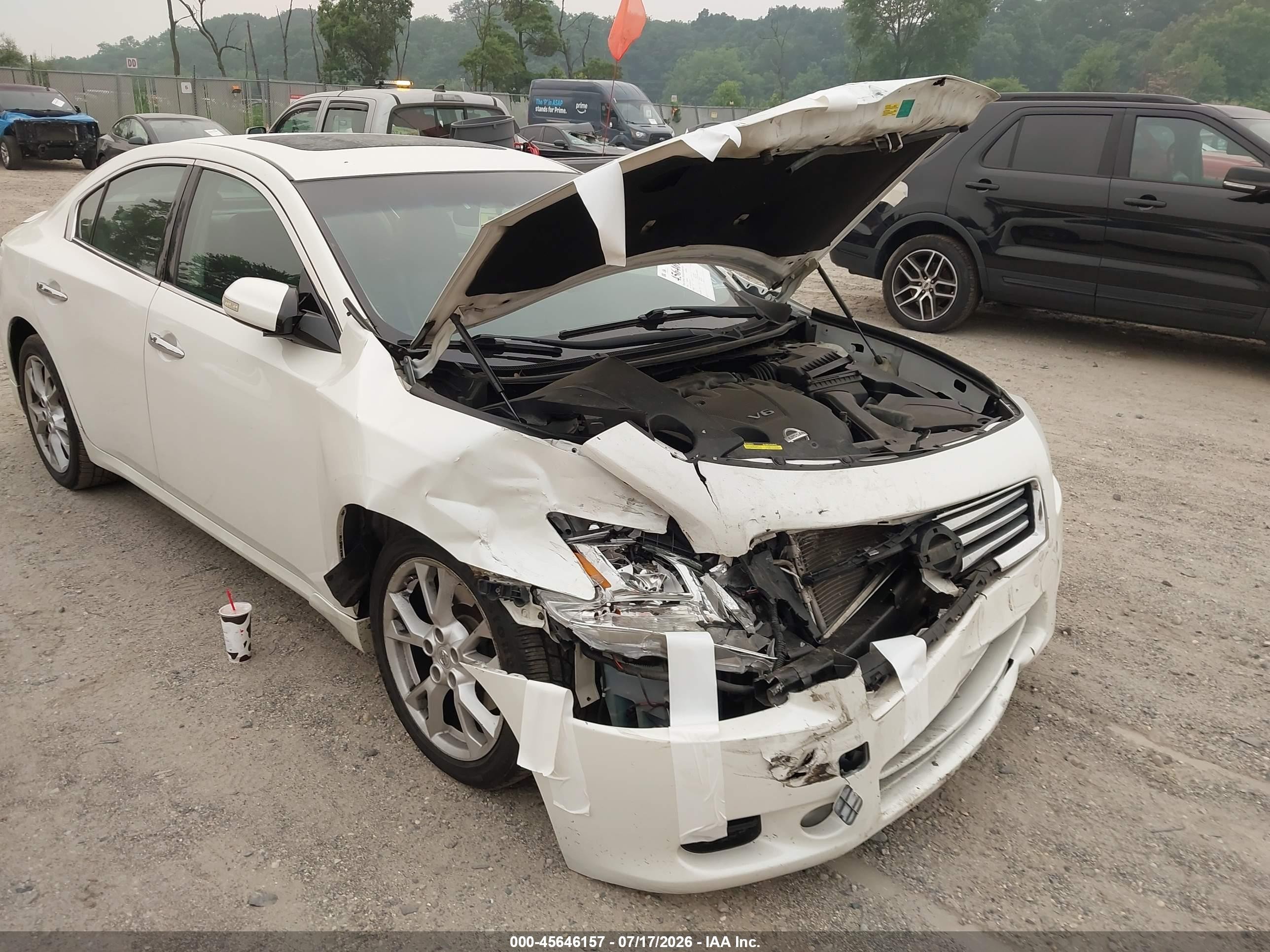 2014 Nissan Maxima 3.5 Sv White vin: 1N4AA5AP0EC453797