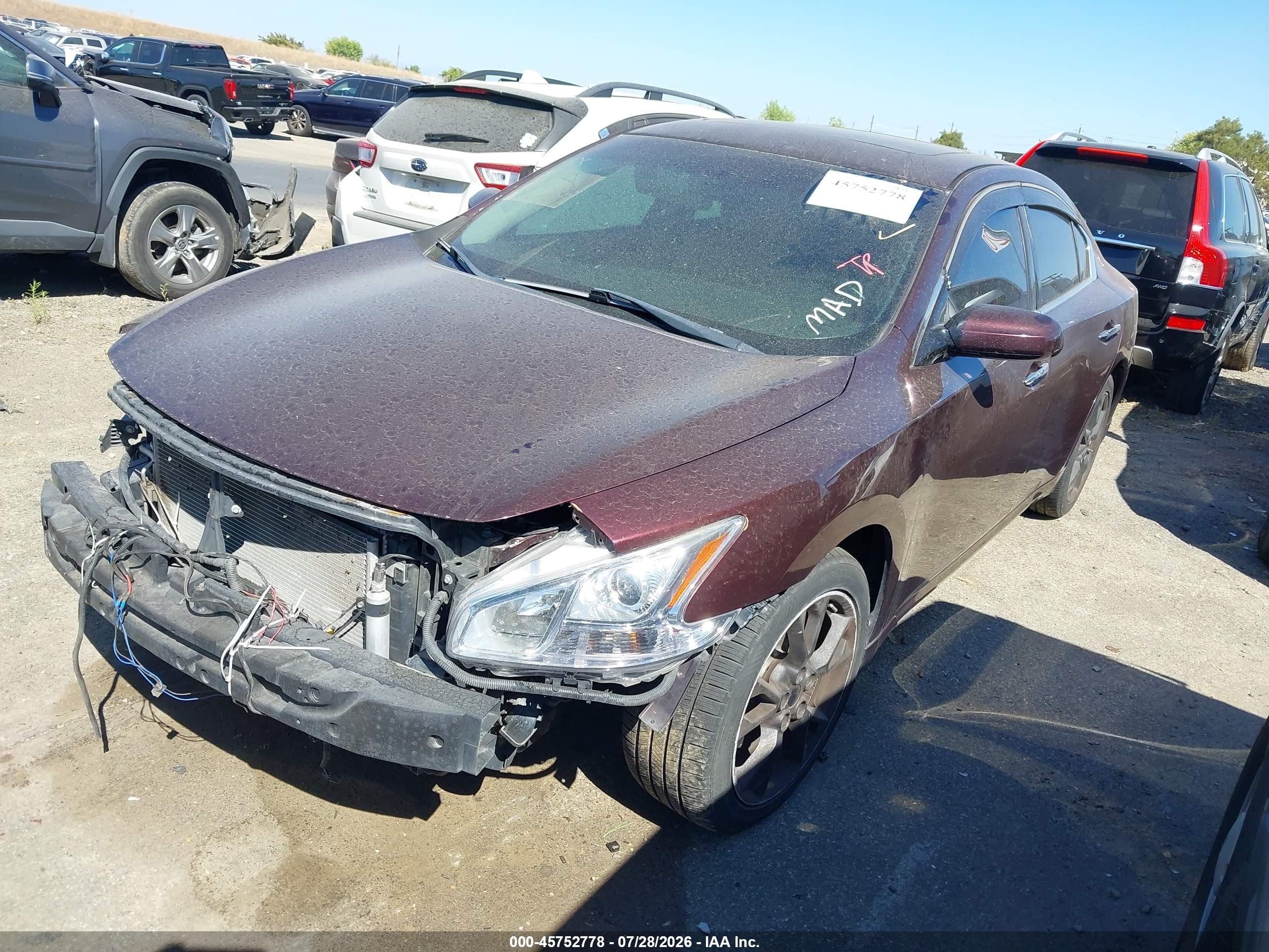 2014 Nissan Maxima 3.5 S Burgundy vin: 1N4AA5AP0EC498352