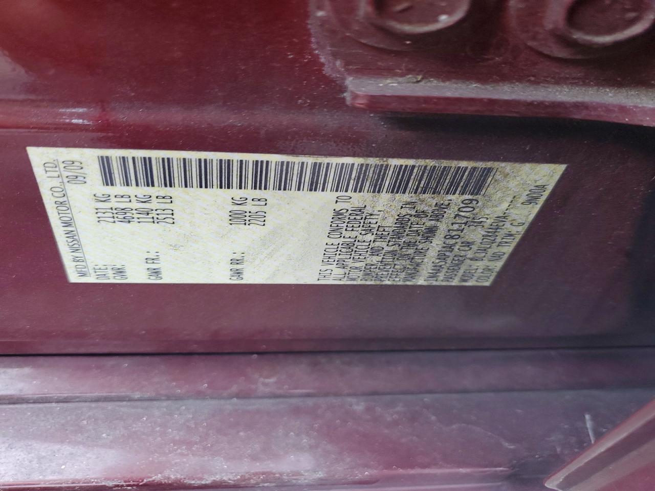 2010 Nissan Maxima 3.5 S Burgundy vin: 1N4AA5AP1AC811709