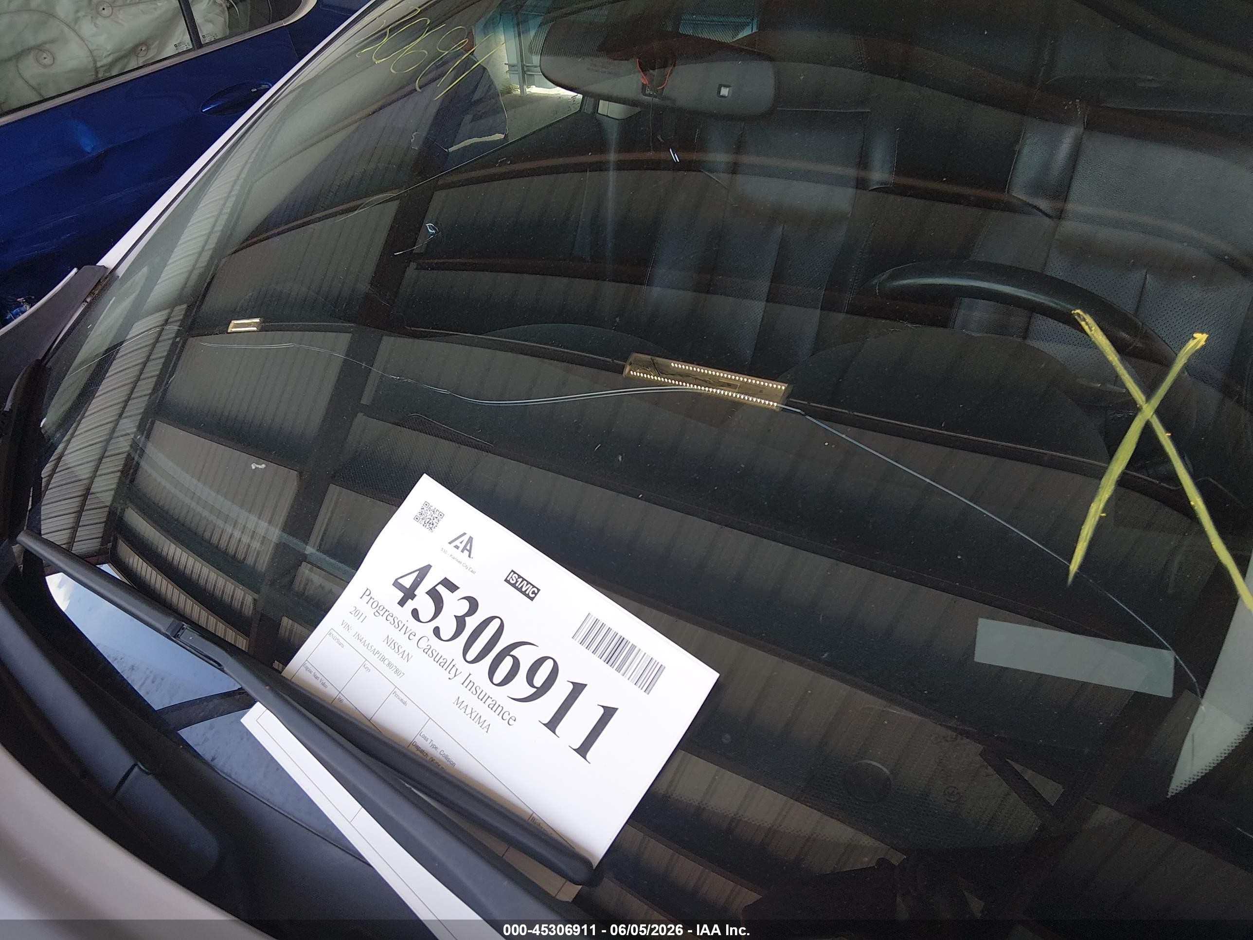 2011 Nissan Maxima 3.5 Sv Серебряный vin: 1N4AA5AP1BC807807